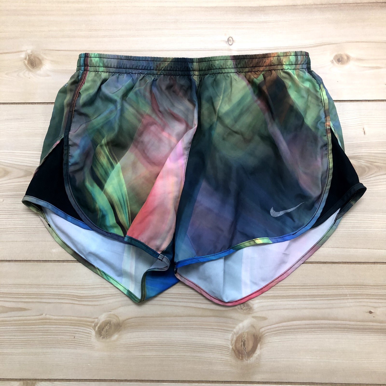 Nike Multicolor Logo Dri - Fit Lined Drawstring Running Shorts Womens Size S