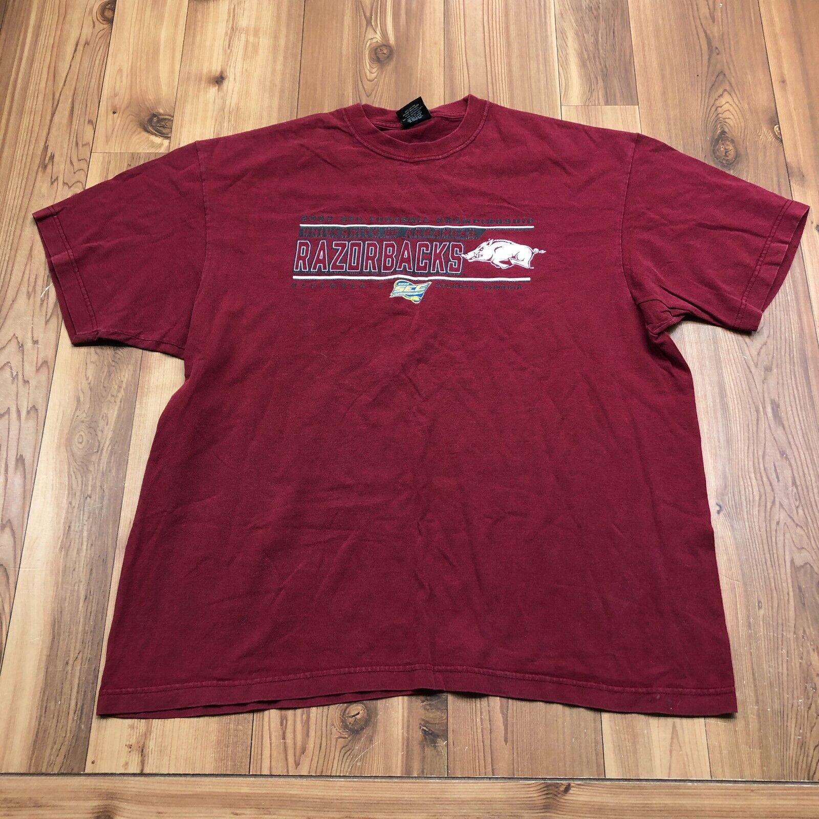 Vintage Gear For Sports Red Arkansas Razorbacks Graphic T-Shirt Adults Size XL