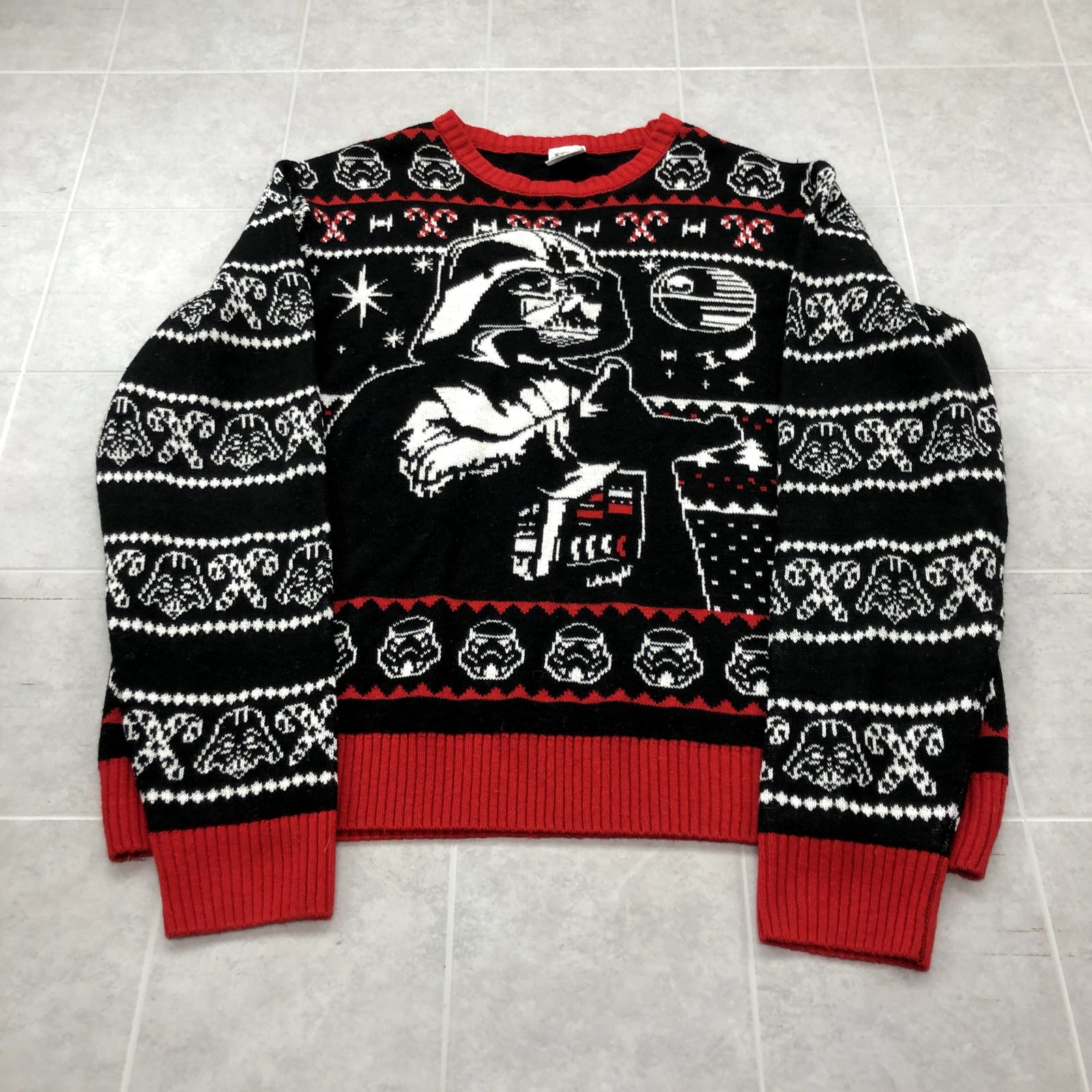 Star Wars Black Long Sleeve Crew Knit Holiday Darth Vader Sweater Adult Size 3XL