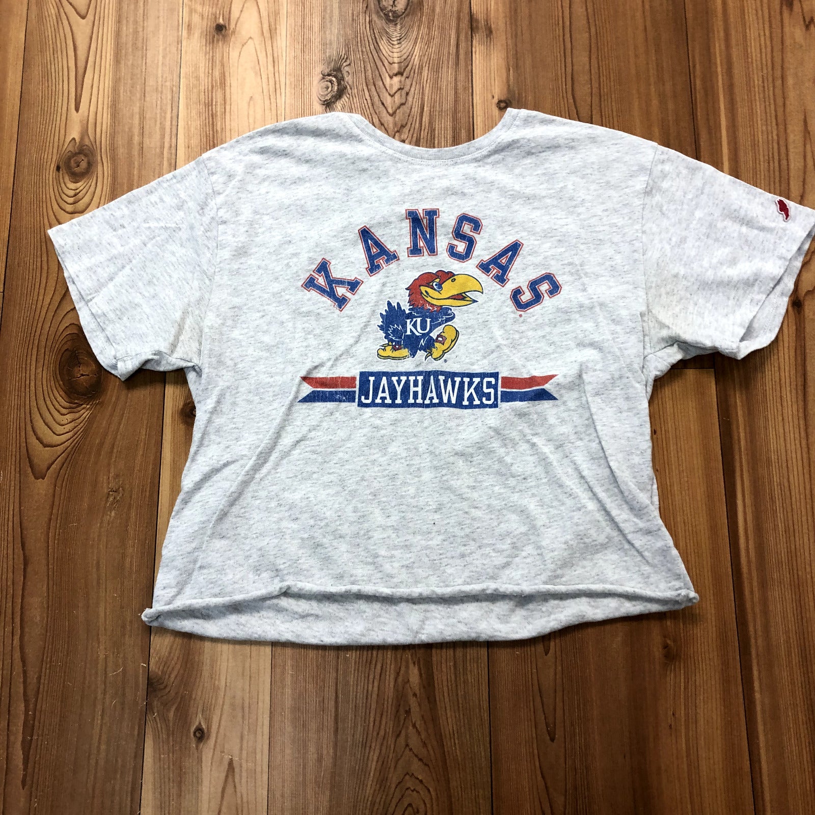 Original League Gray Kansas Jayhawks Regular Cropped T-shirt Women's Size M