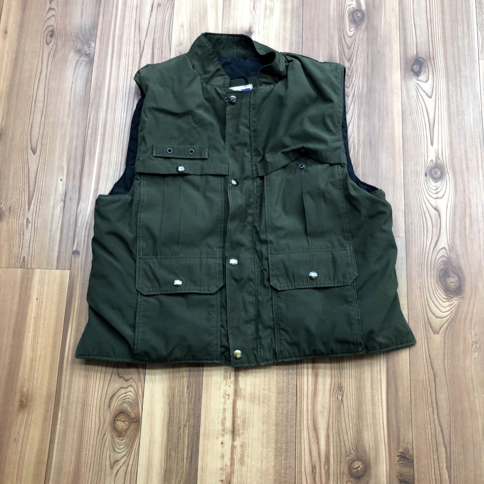 ACT Green Sleeveless Zip Up Button Down 4 Pocket Military Vest Adult M