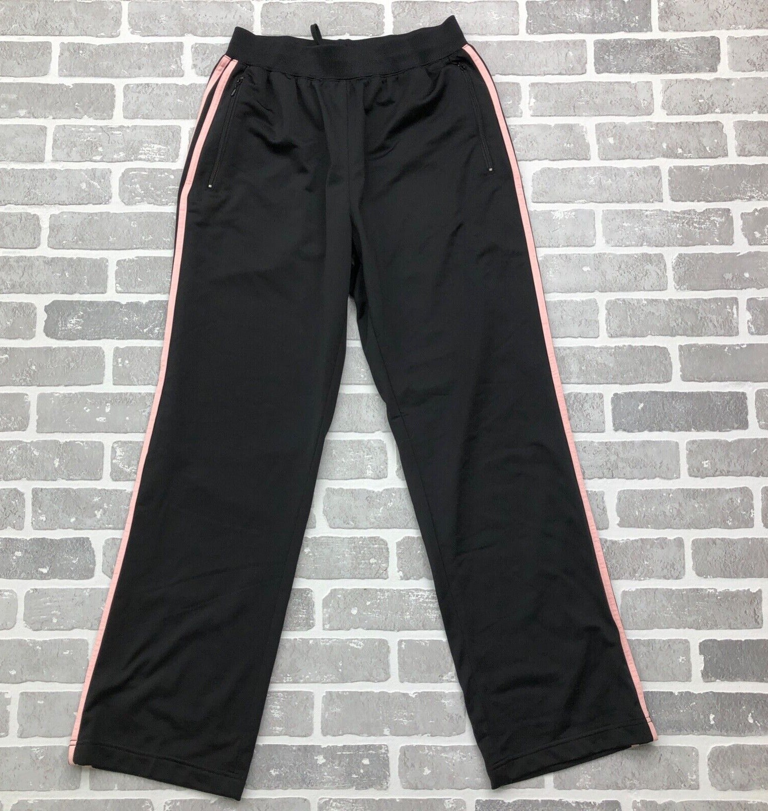 '01 Vintage Adidas Black & Pink 3 Stripe Athletic Track Pants Women's Size L