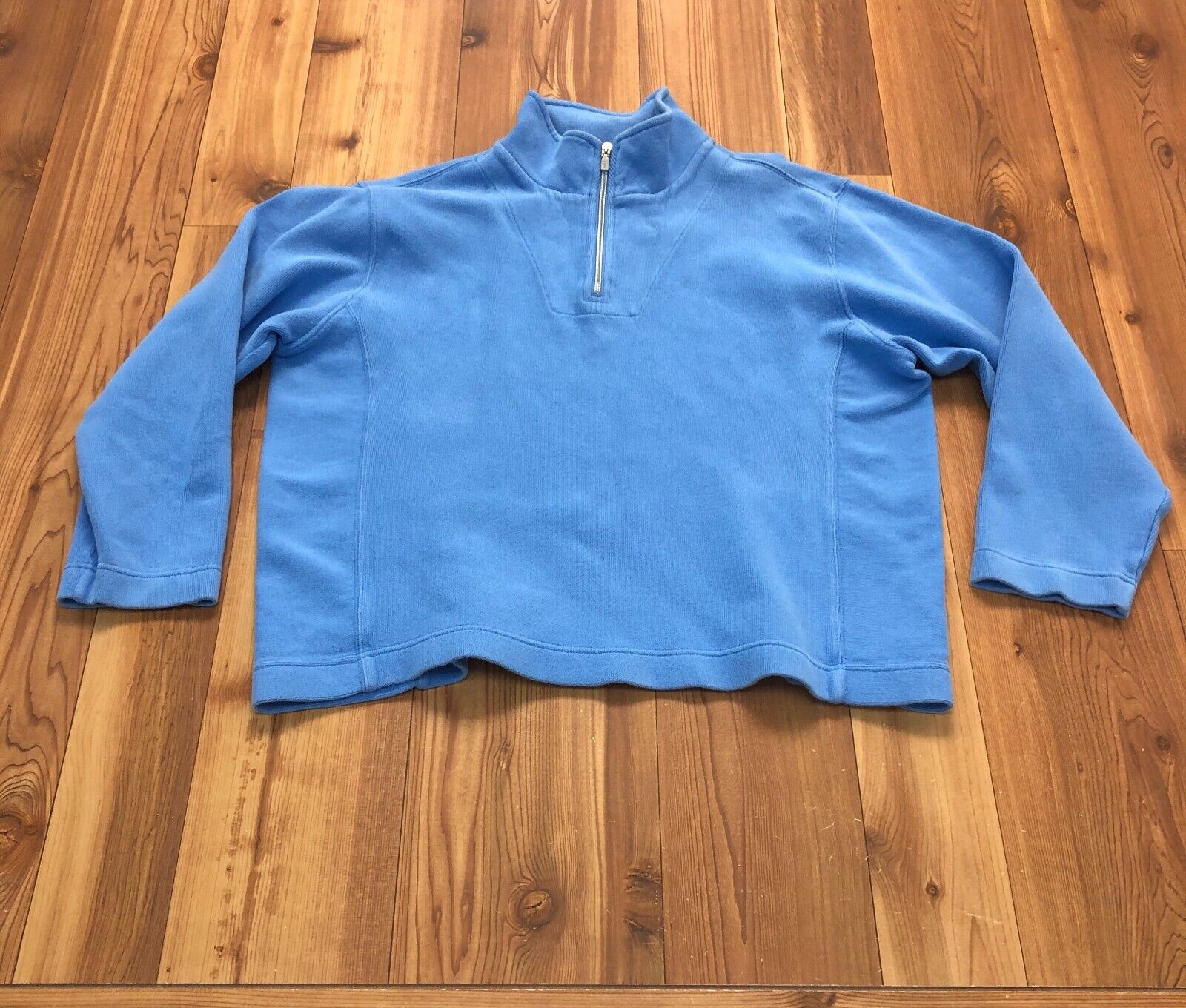 Tommy Bahama Light Blue 1/4 Zip Long Sleeve Knit Pullover Sweater Women Size XL