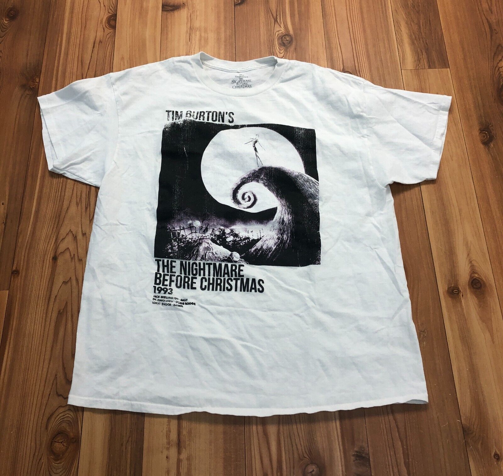Disney The Nightmare Before Christmas White 1993 Poster Reprint Tee Men Size XL
