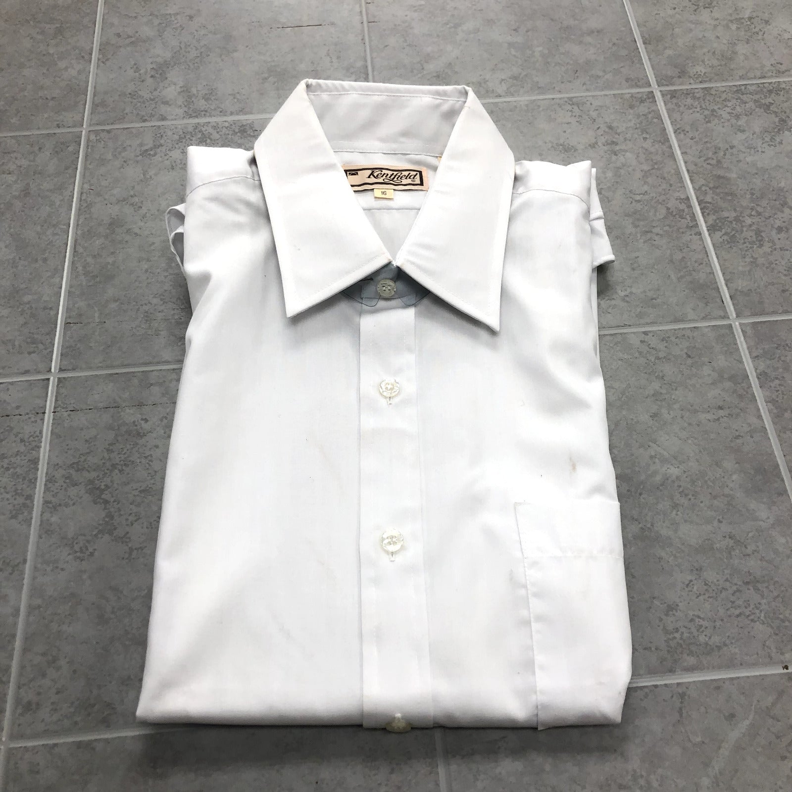 Vintage Kentfield White Short Sleeve Button Up Dress Shirt Adult Size 16
