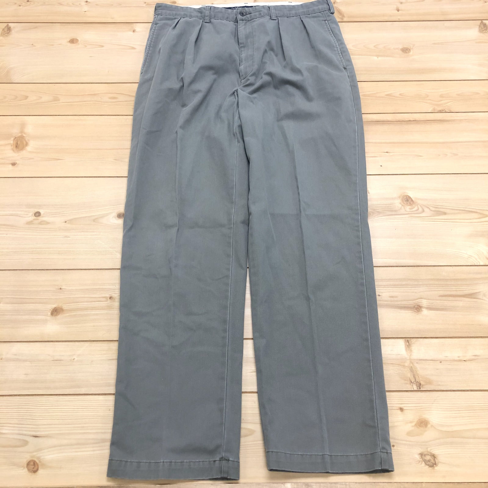 Ralph Lauren Polo Grey Khaki Pocket Pleated Front Chino Pants Men Size 38W x 34L