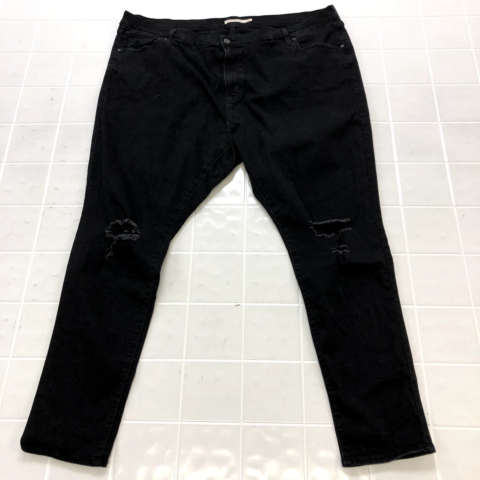 Levi's 721 Black Denim Flat Front Chino Tapered Skinny Jeans Women's Size 26W