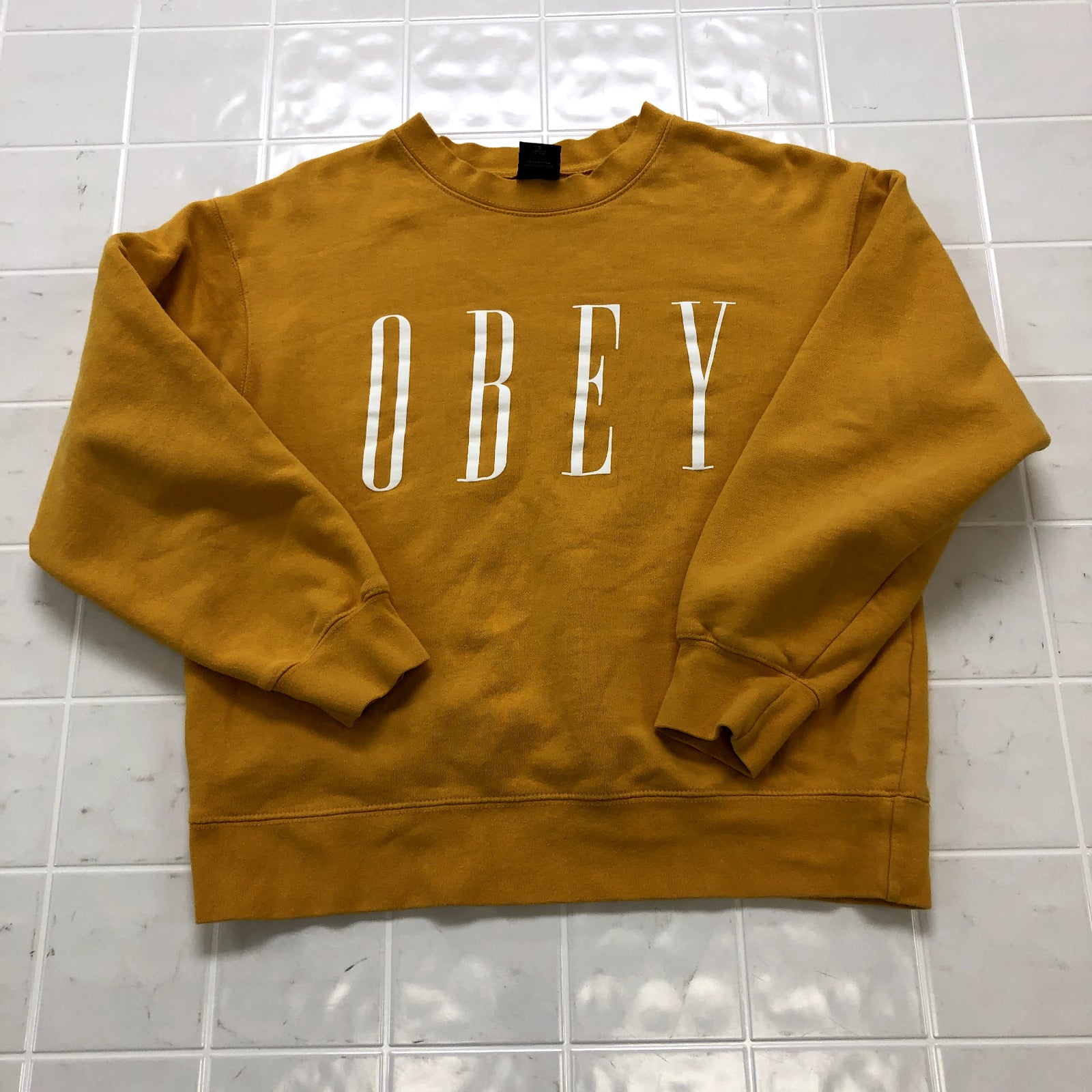 Obey Orange Graphic Logo Regular Fit Casual Loose Sweatshirt Women's Size S