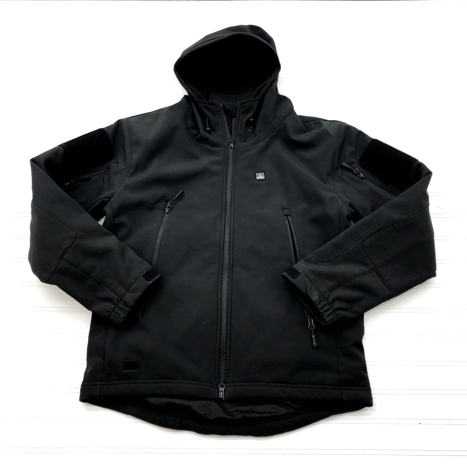 Dewbu Black Plain Full Zip Electronic Heating Softshell Jacket Adult Size S