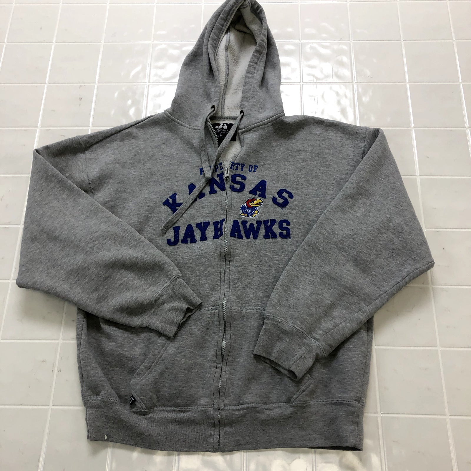 J.America Gray Property Of Kansas Jayhawks Regular Basic Jacket Women's Size L