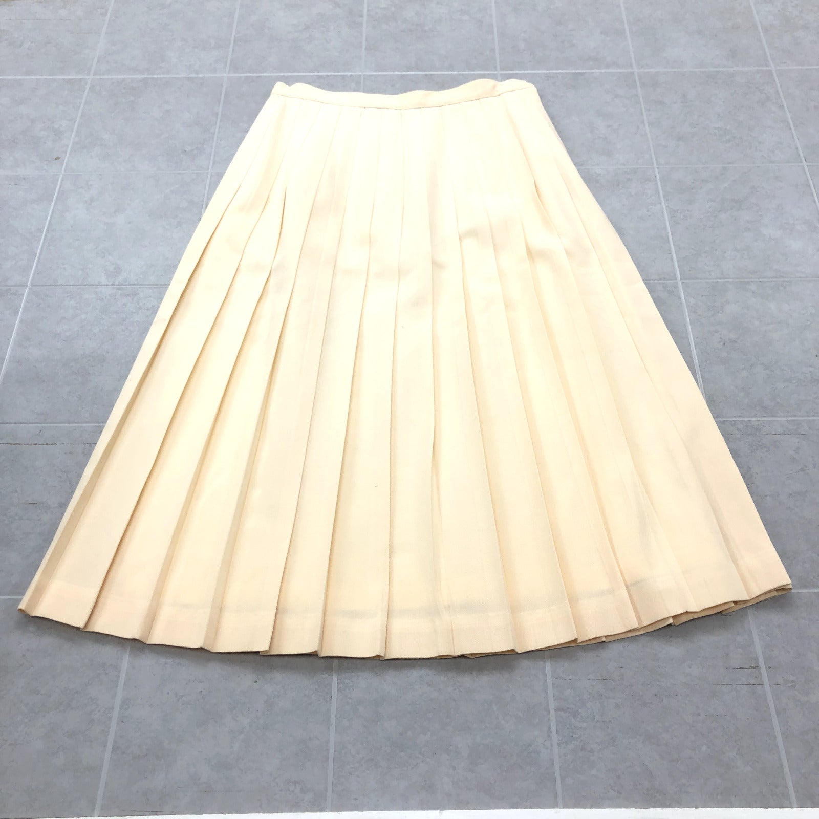 Vintage Jack Henry Ivory Pleated A-Line Lined Long Skirt Womens Size 30
