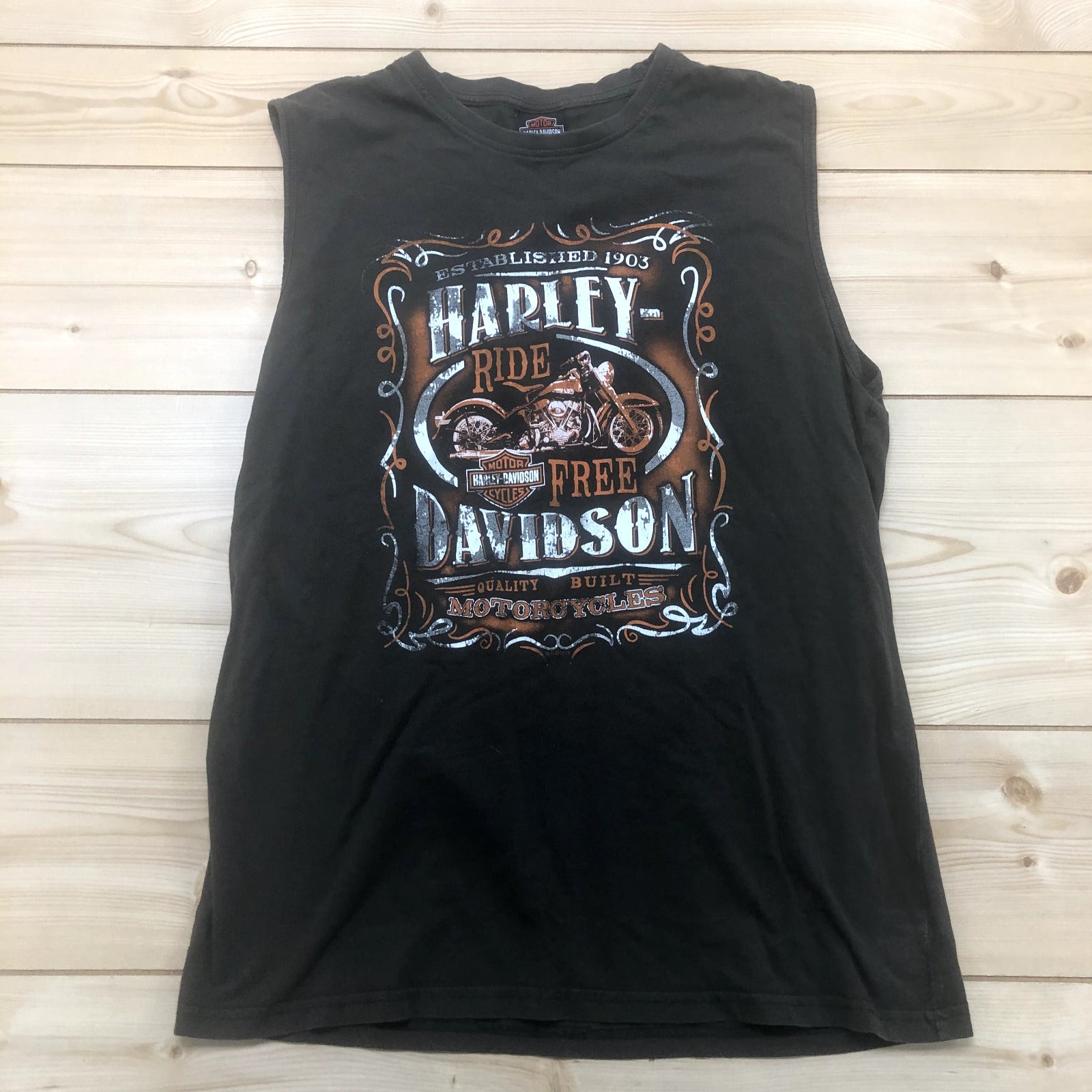 Harley Davidson Green Harley Ride Free Tennessee Tank Top Adult Size Medium