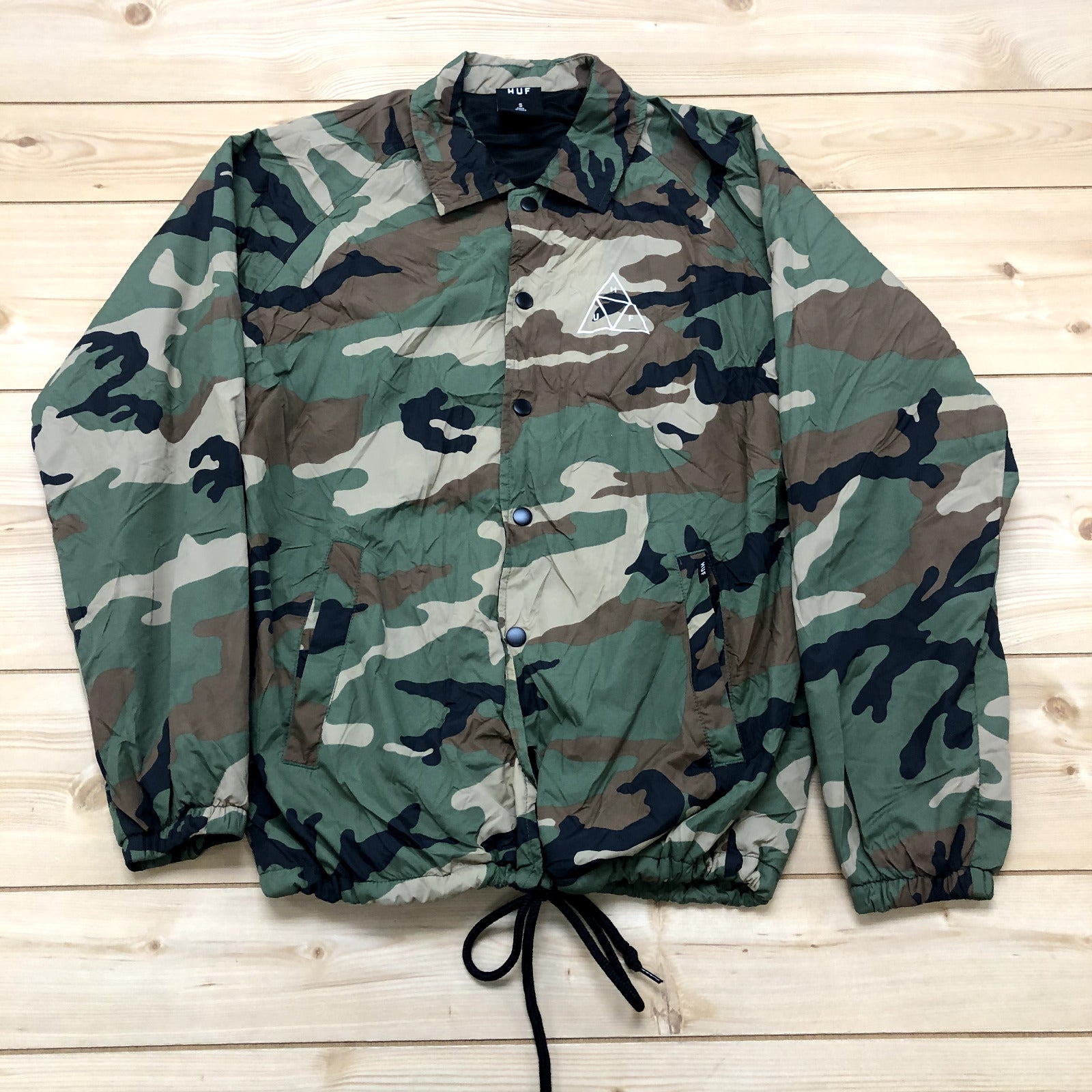 HUF Camouflage Long Sleeve Button Drawstring Triple Triangle Jacket Adult Size S