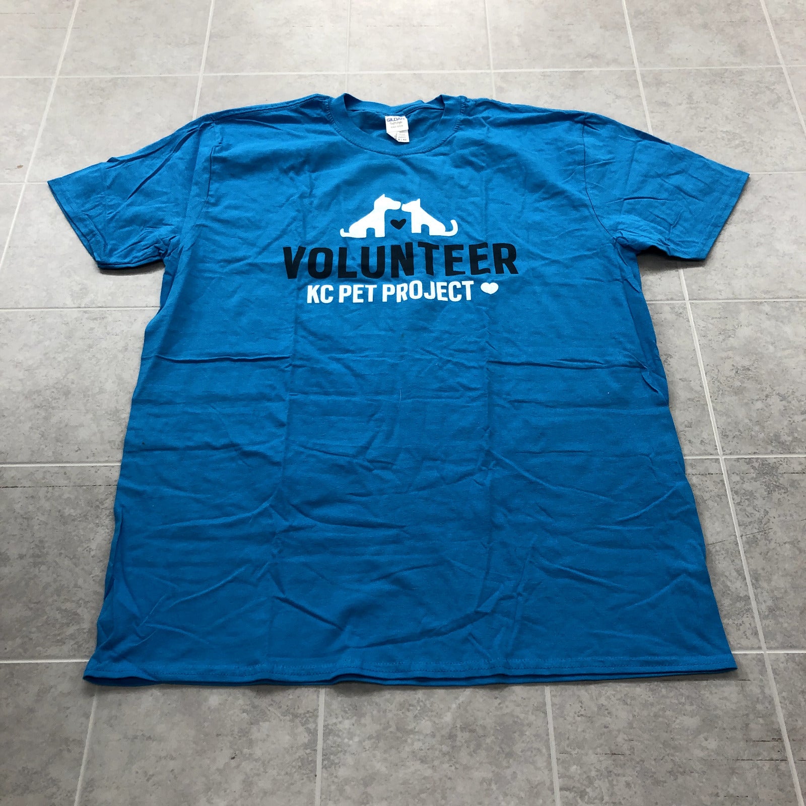 Gildan Blue Short Sleeve Crew Neck Graphic KC Pet Project T_shirt Adult Size XL