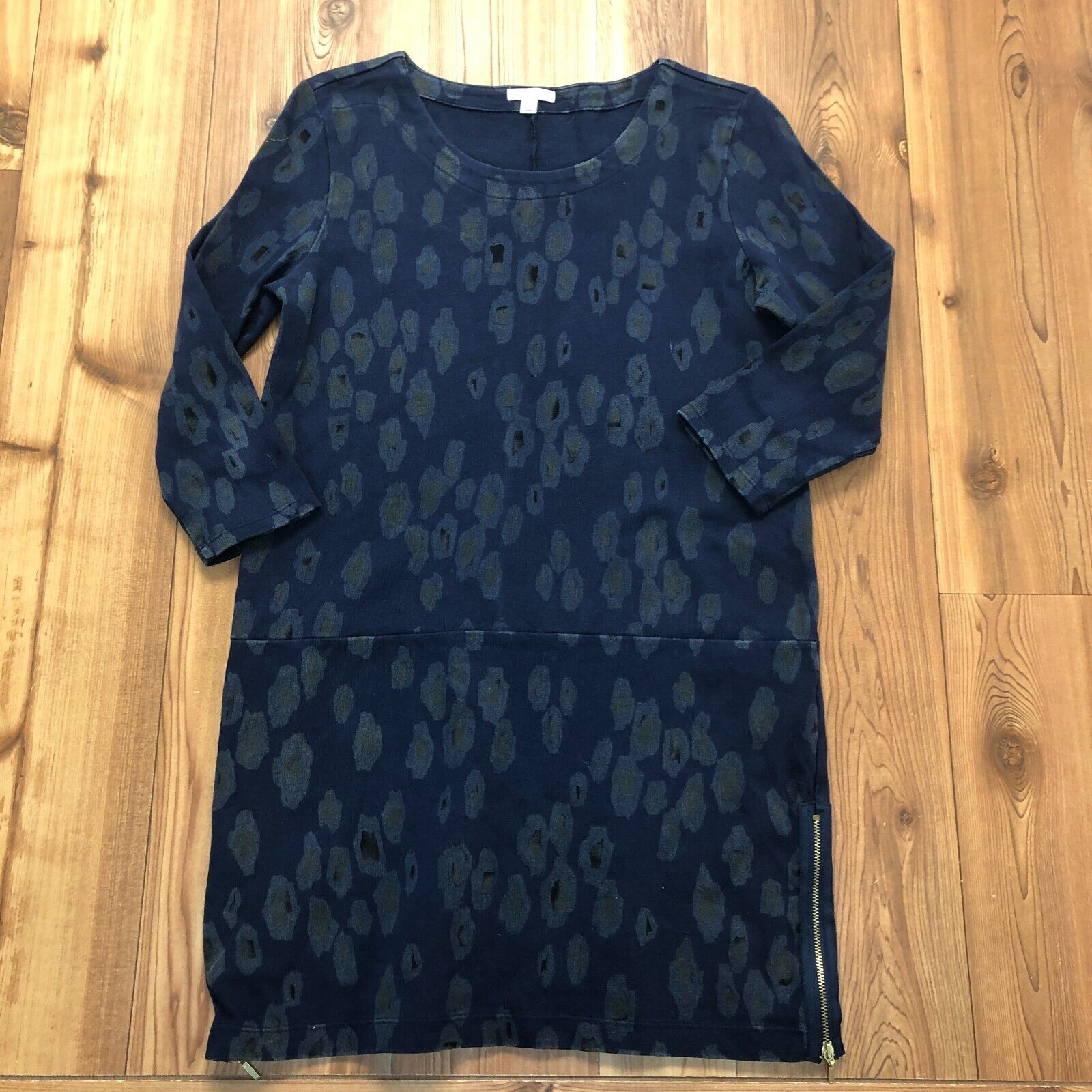 Vintage Gap Blue 3/4 Sleeve Pullover Cotton Blend Dress Women's Size S