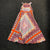 New Chico Orange Combo Multicolor Scarf Print Maxi Dress Women Size 3 Petite