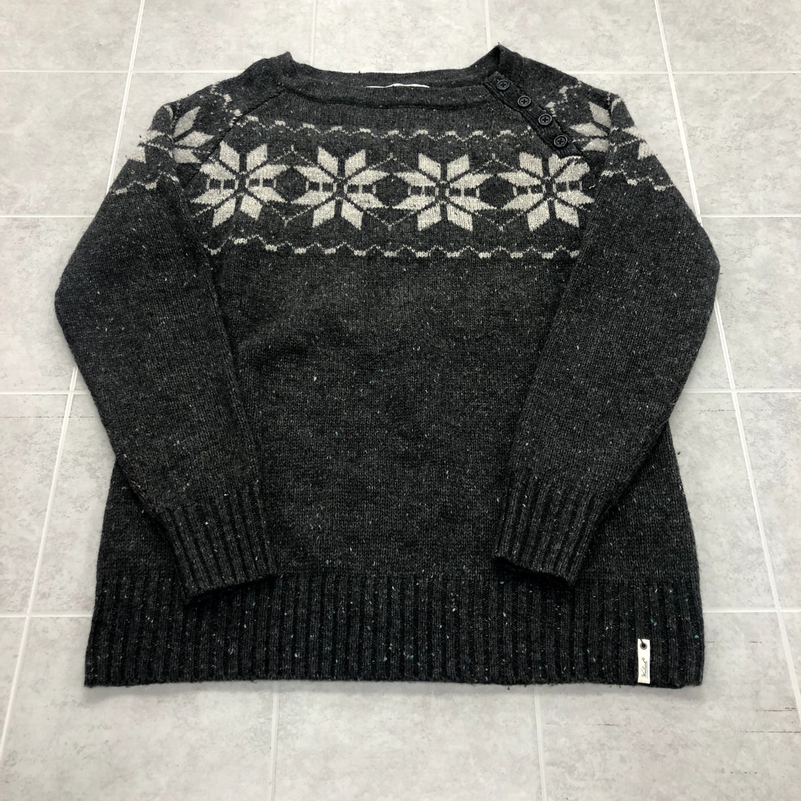 Woolrich Charcoal Gray Long Sleeve Holiday Pullover Sweater Adult Size M