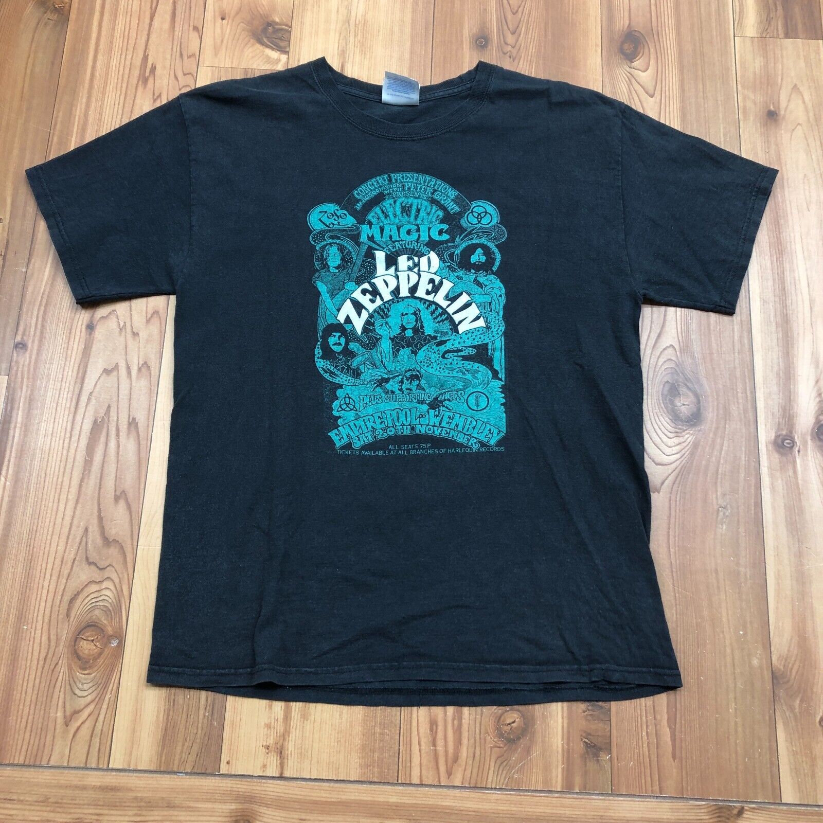 Hanes Black Electric Magic Ft Led Zeppelin Tour Graphic T-Shirt Adult Size M