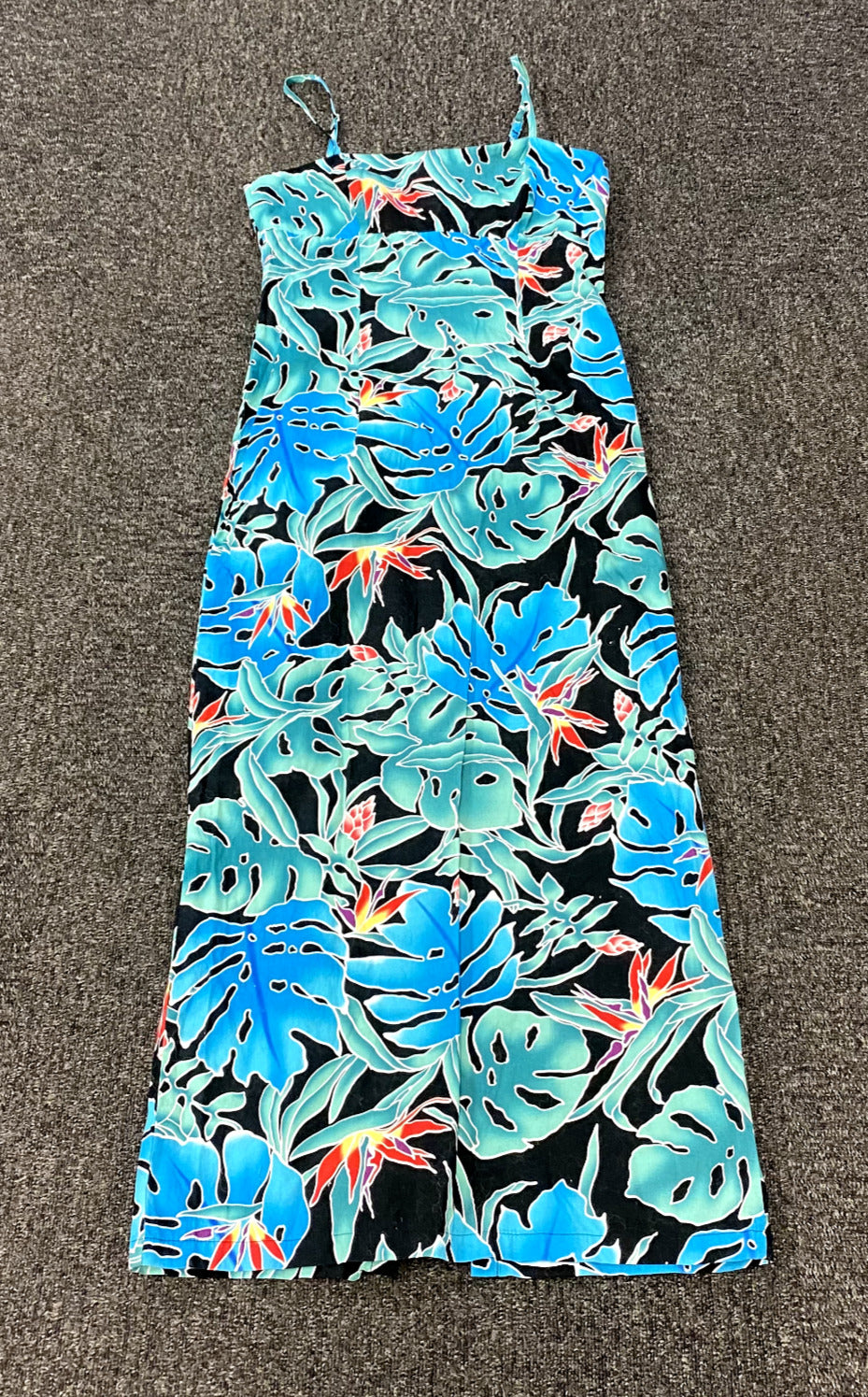Hilo Hattie Blue Hawaiian Floral Sleeveless Zip Up Slip Dress Women Size S