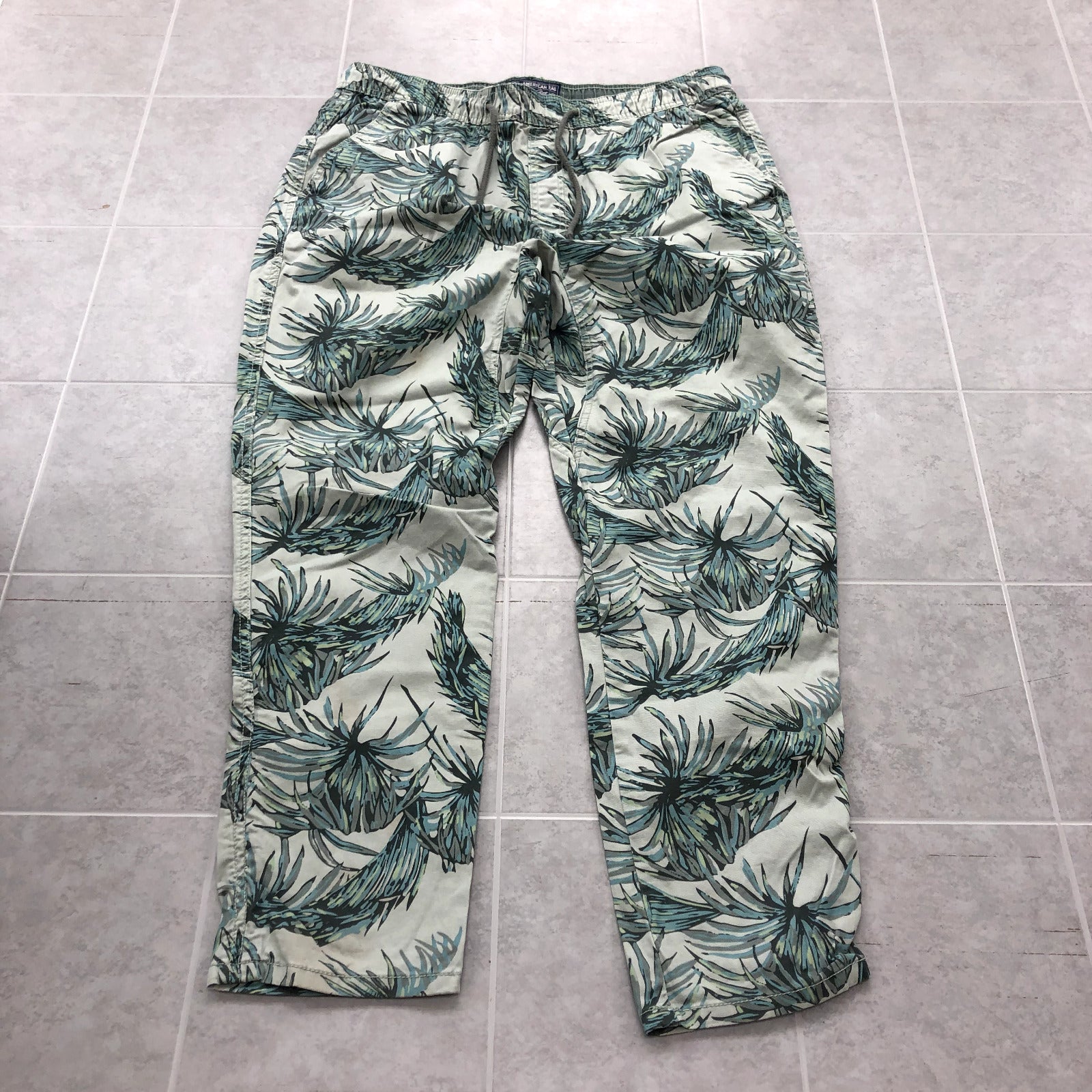American Rag Teal Floral Straight Legged High-Rise Active Joggers Adult Size L