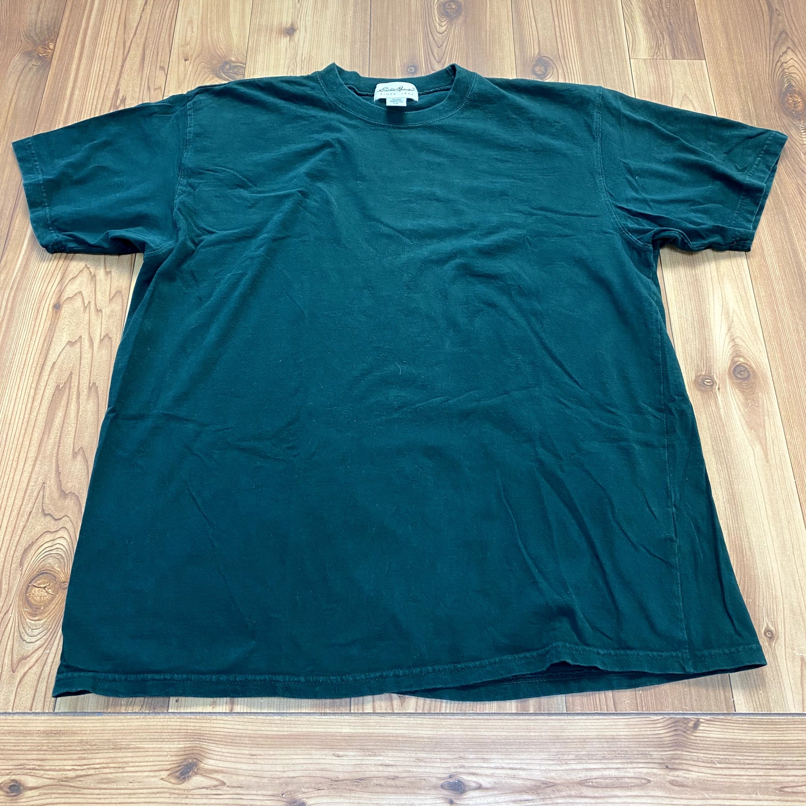 Vintage Eddie Bauer Hunter Green Blank Short Sleeve T-Shirt Men Size L USA