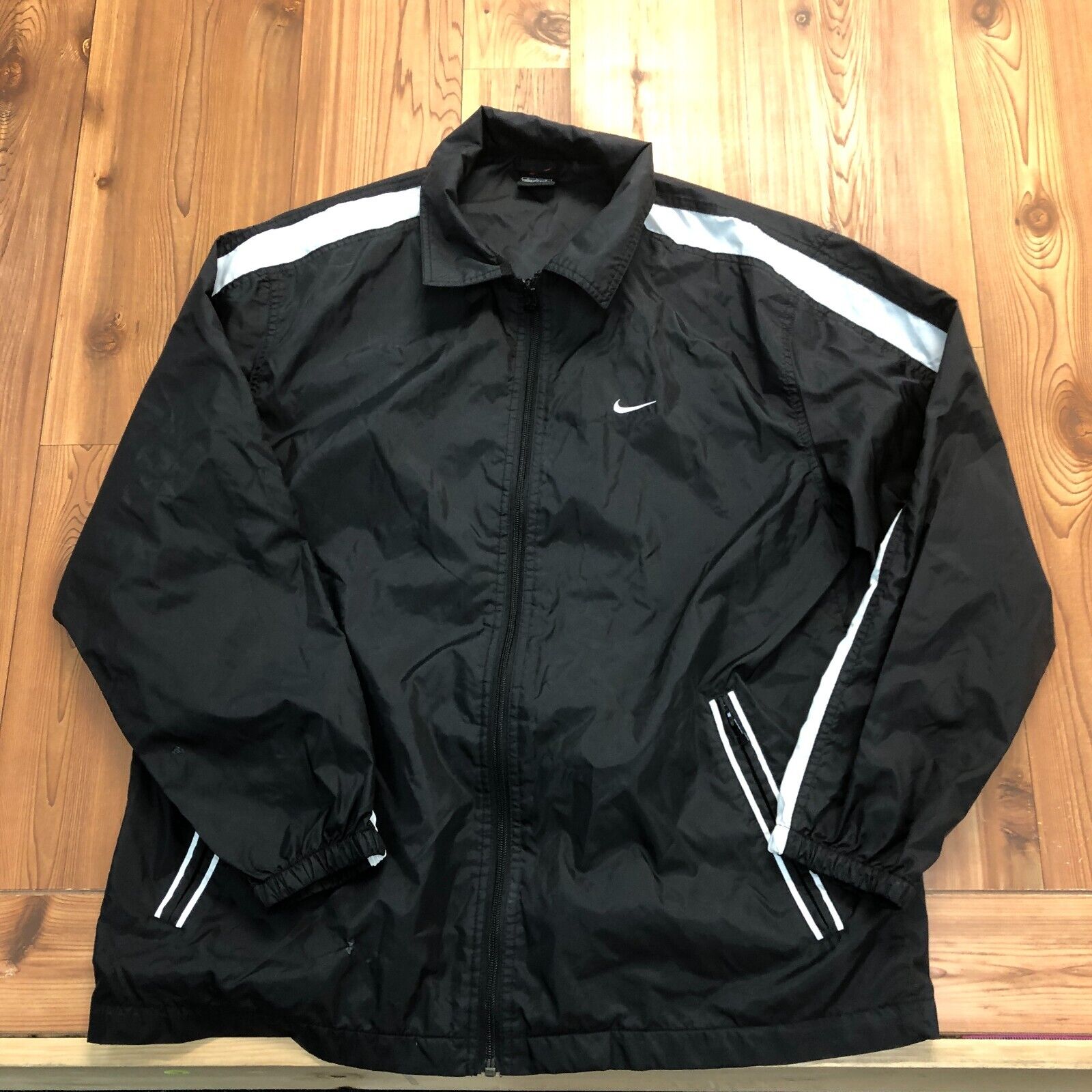 Nike Black Full Zip Long Sleeve Athletic Windbreaker Jacket Adult Size M
