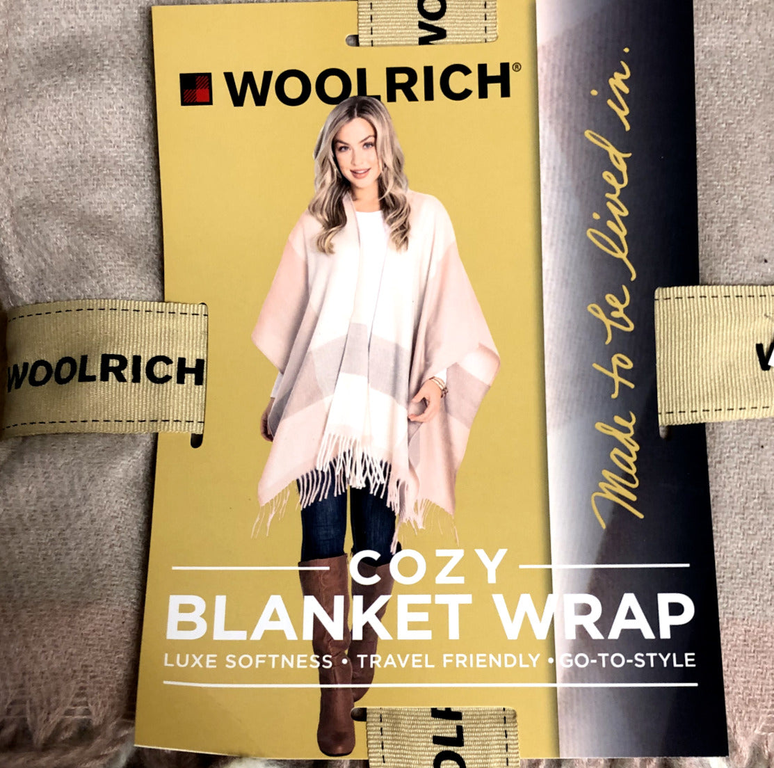 NWT Woolrich Pink & Gray Buffalo Check Cozy Ultra Soft Blanket Wrap Women OS  *