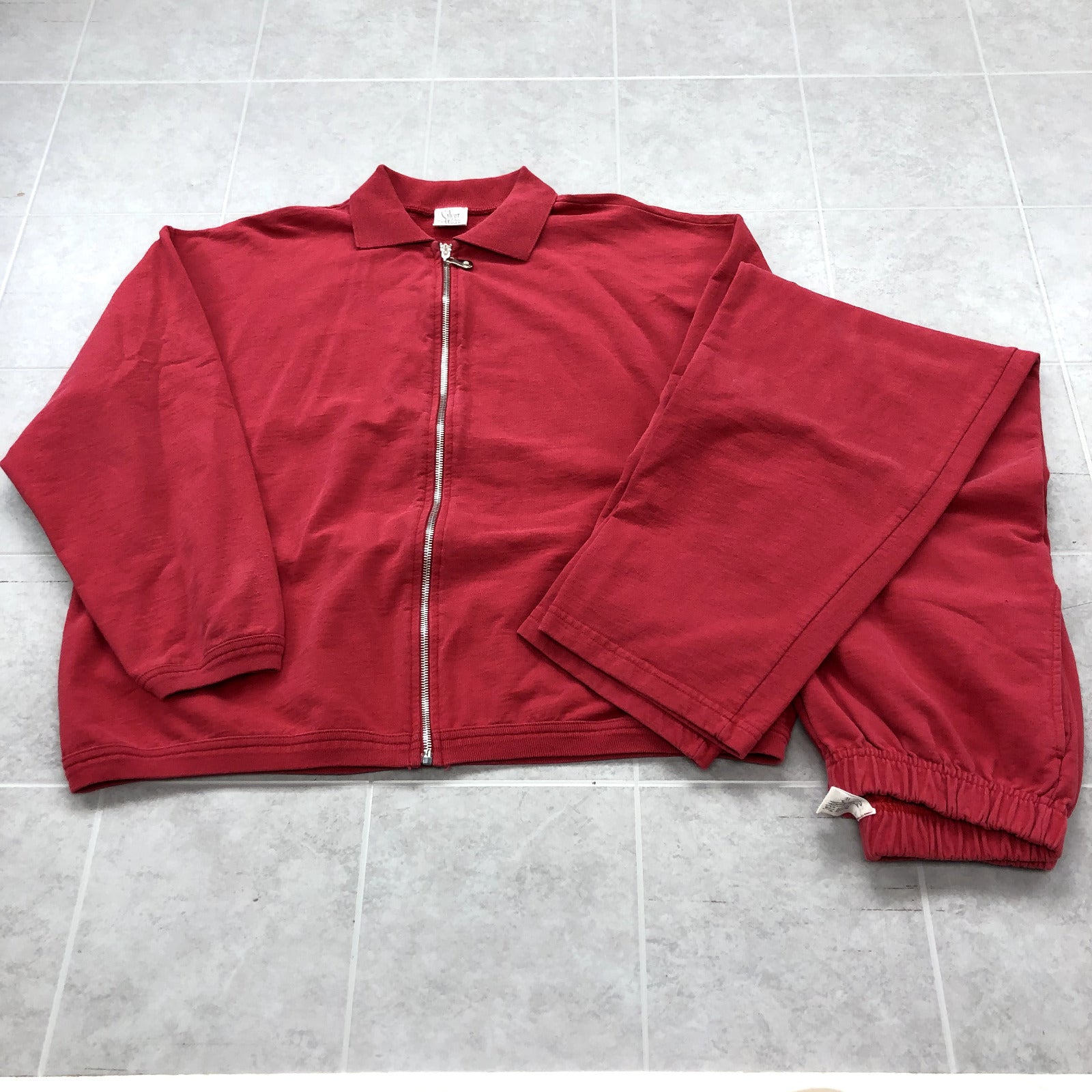 Vintage Silver Wear Red Full-Zip Collared Sweatshirt Set Adult Size XL