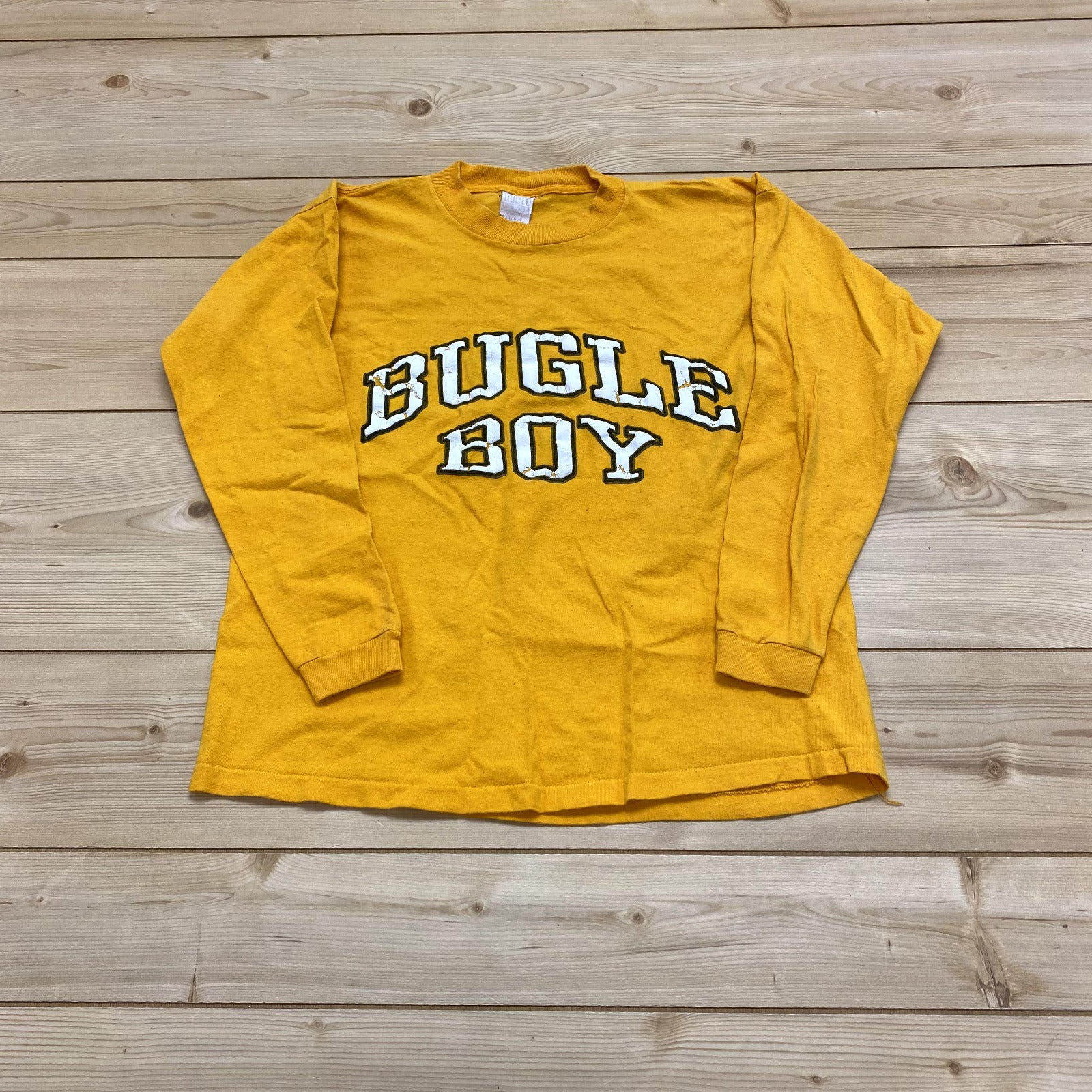 Vintage Bugle Boy Yellow Long Sleeve Crew Neck T-Shirt Youth Boys Size XL USA