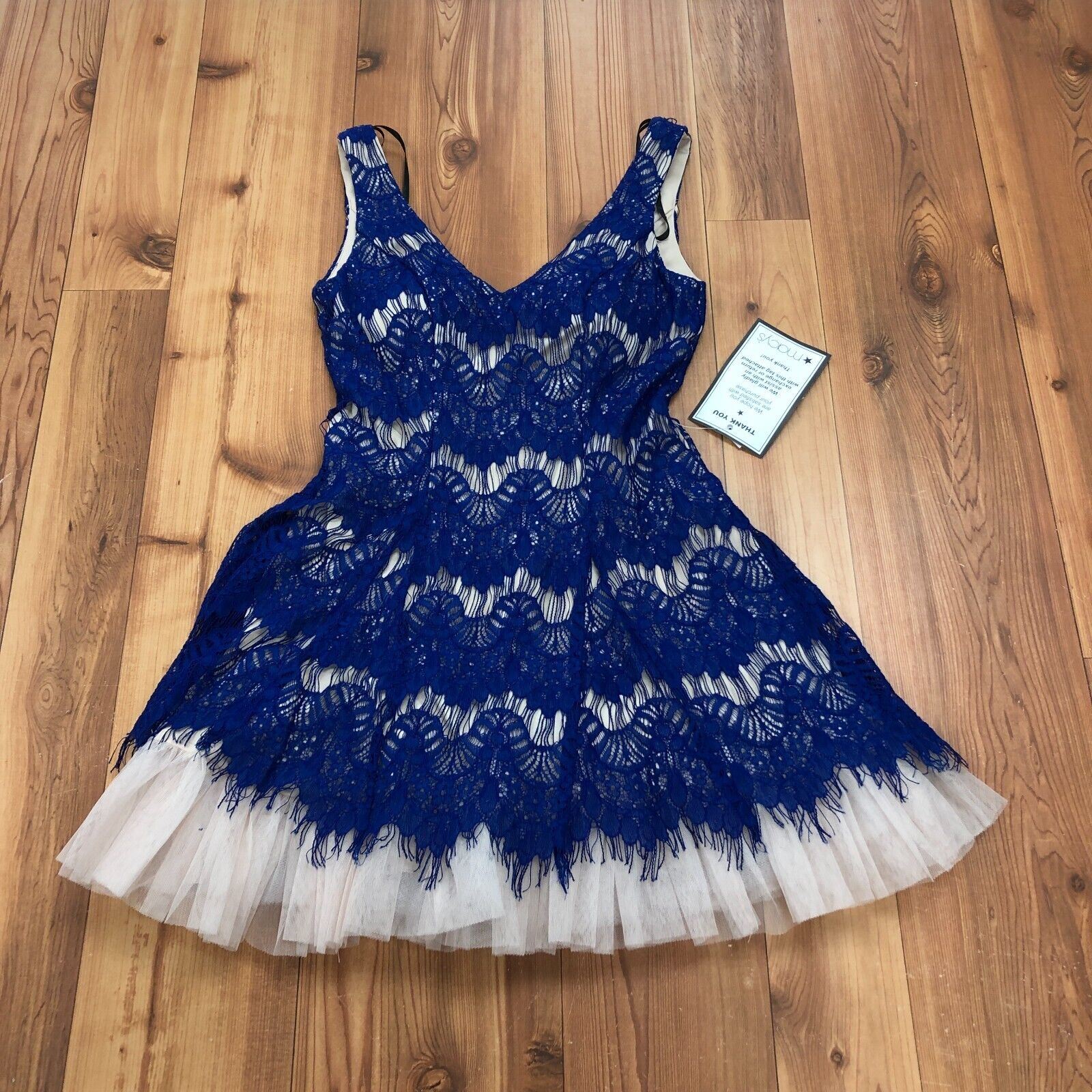 B. Darlin Blue Poofy Ruffle Sleeveless Midi A-Line Style Dress Women Size 5/6