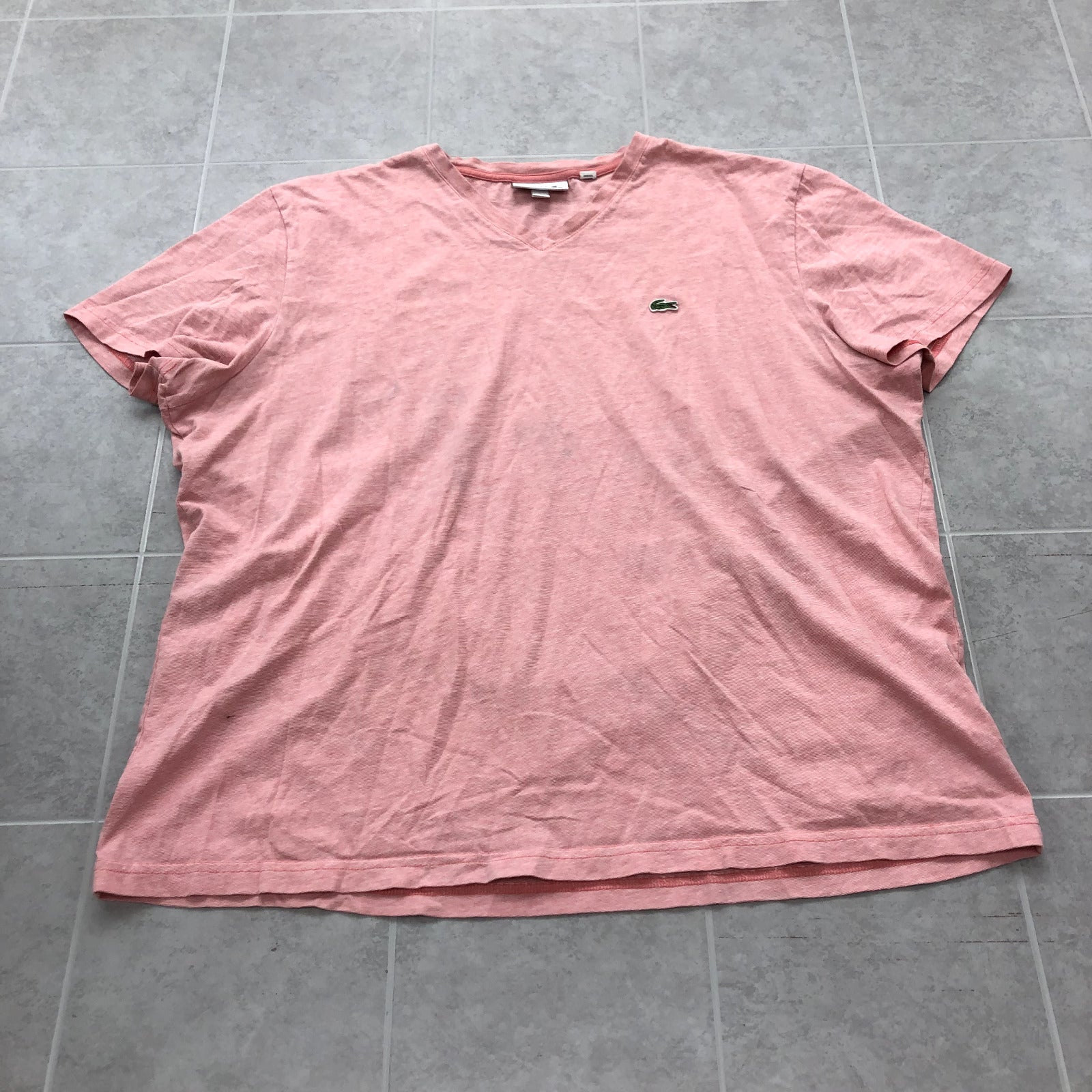 Lacoste Pink Short Sleeve V-Neck Graphic Logo T-shirt Adult Size XXL