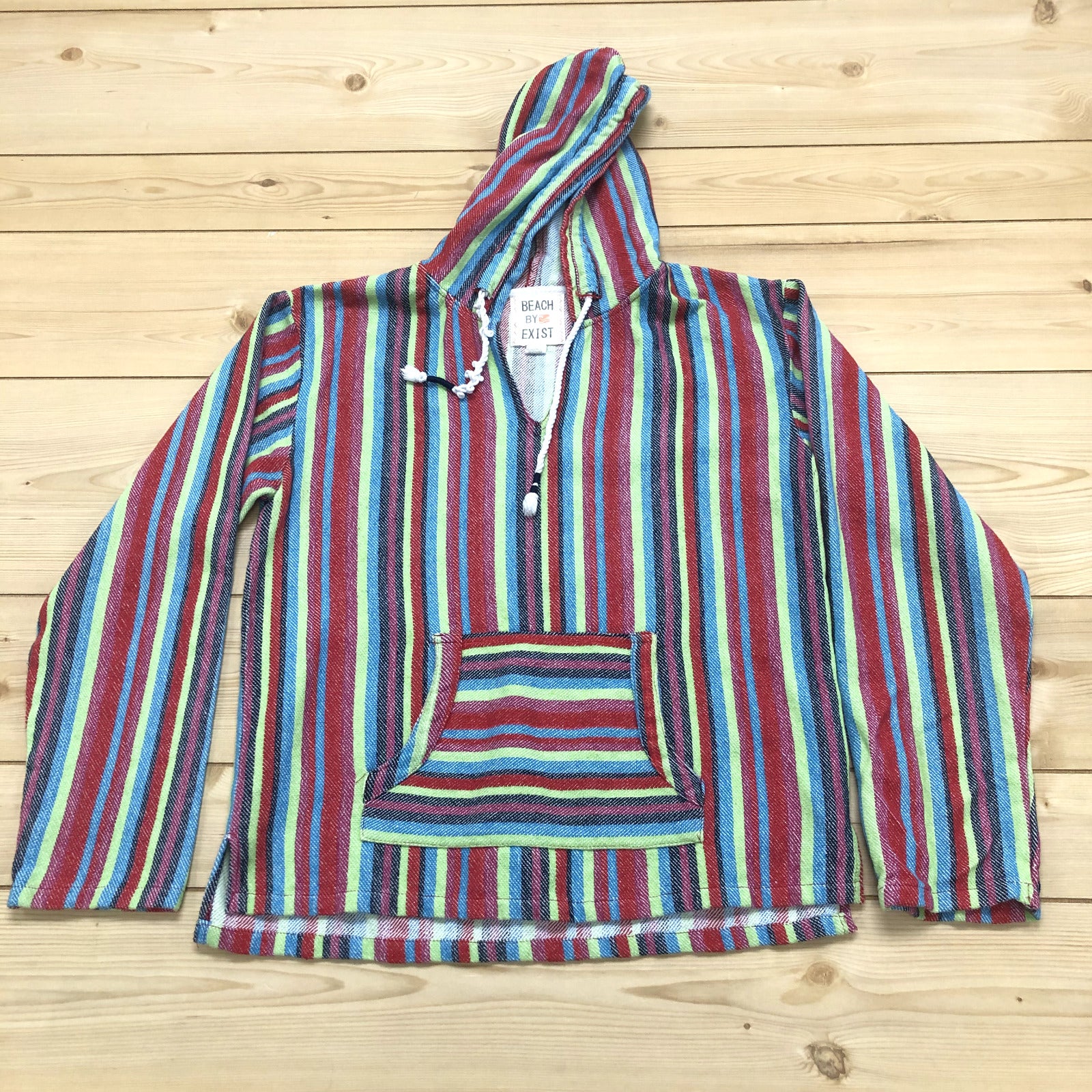 Beach By Exist Multicolor Striped Long Sleeve Pullover Hoodie Womens Size XL