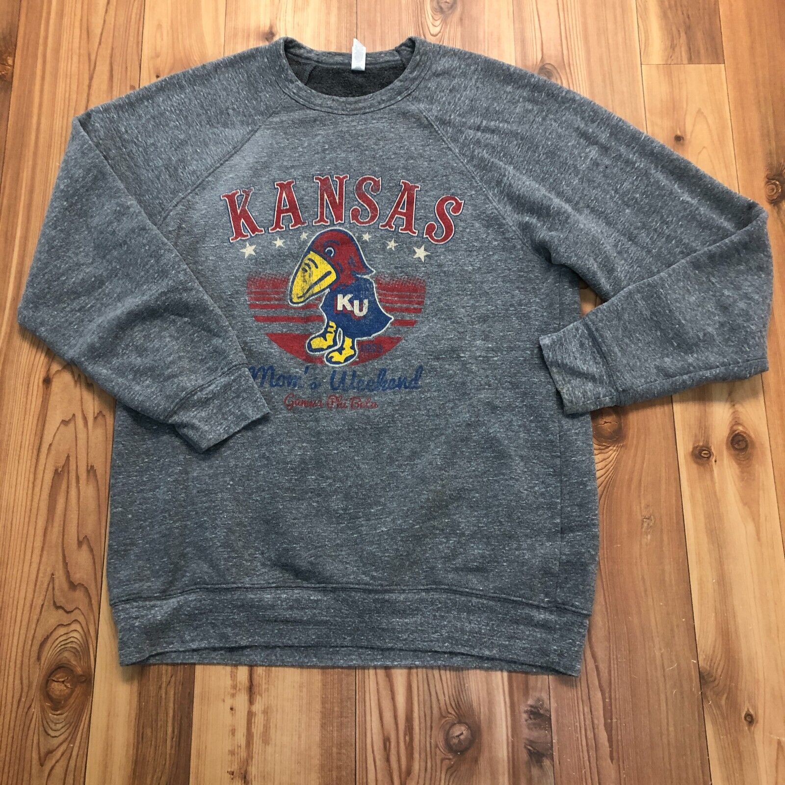 Canvas Gray Kansas KU Jayhawks Pullover Long Sleeve Sweatshirt Adult Size L