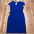 NEW Ceasikery Blue Flat Front Short Sleeve Midi A-Line Style Dress Women Size L