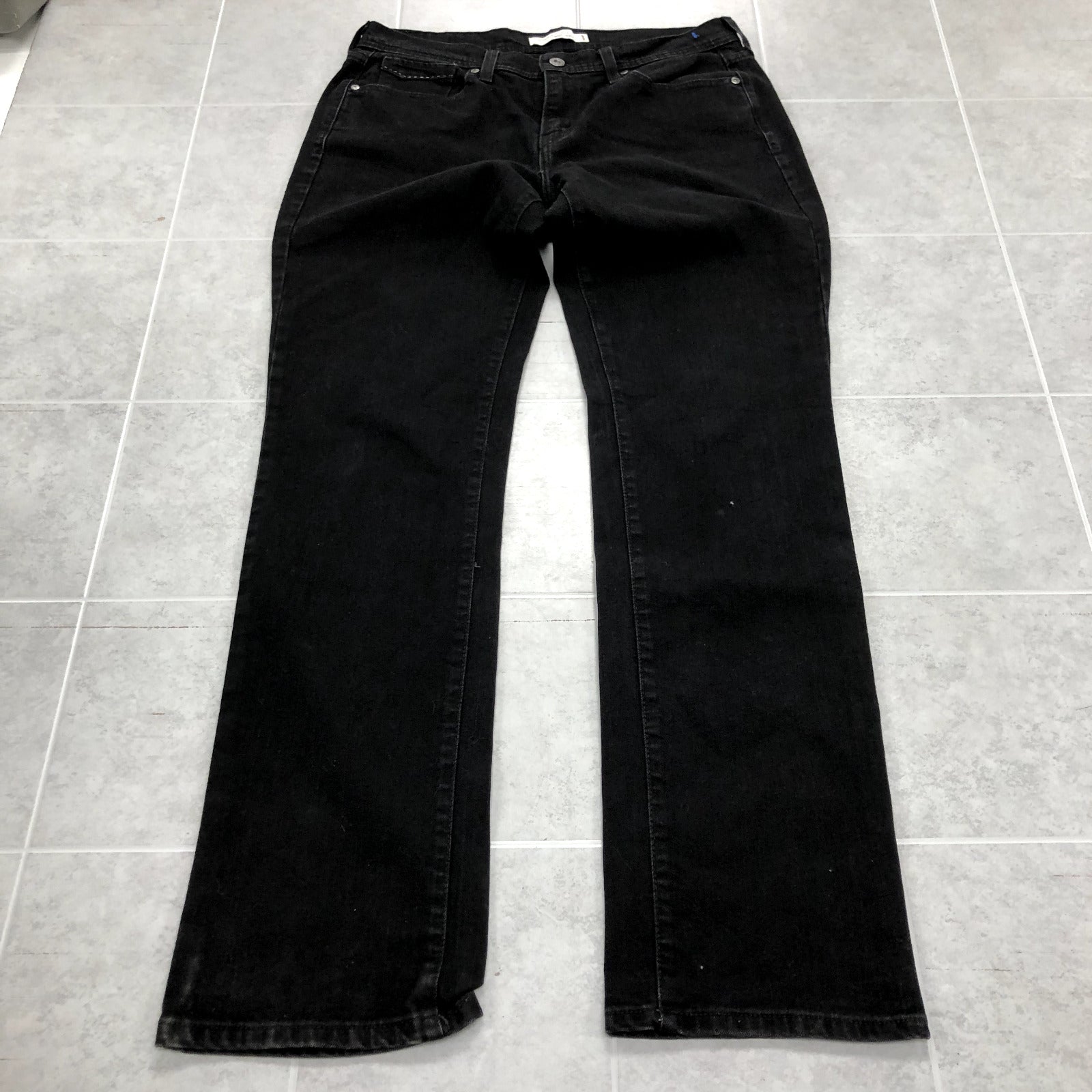 Levis 505 Black Straight legged Low-Rise Flat Front Denim Jeans Womens Size 8L