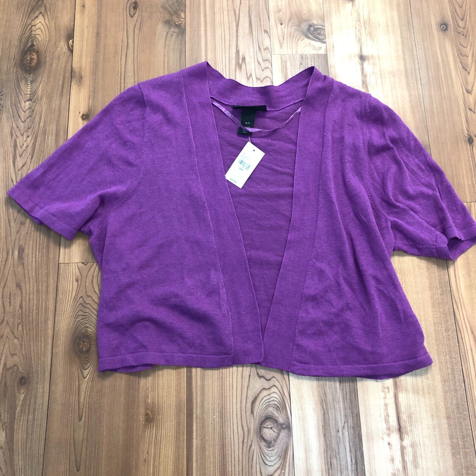 New Lane Bryant Purple Open Face Short Sleeve Cardigan Sweater Women's 18/20