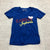 Camus Couture Blue Short Sleeve V-Neck Graphic KU Jayhawks T-shirt Womens Size M