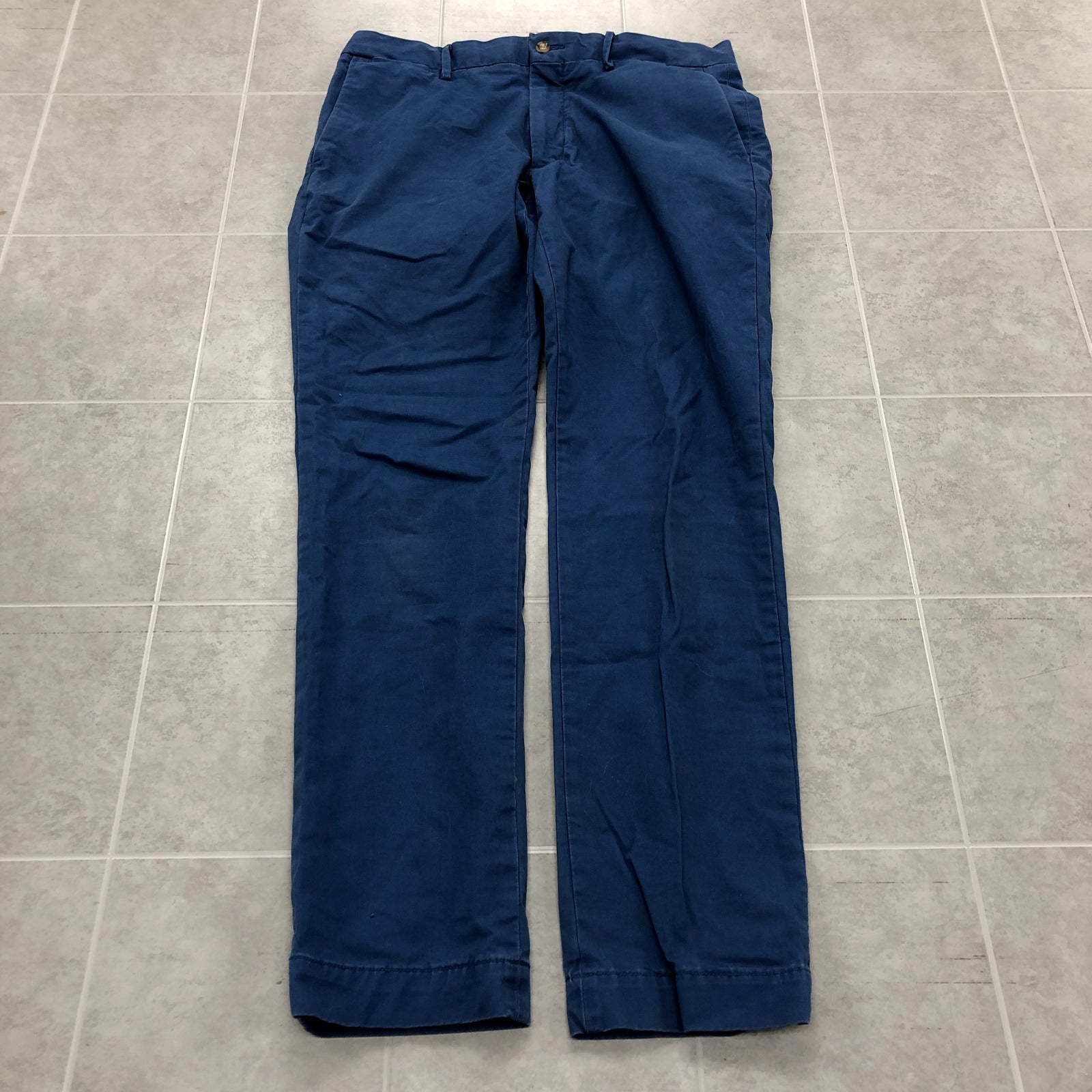 Polo Ralph Lauren Blue Straight Legged Mid-Rise Flat Front Khakis Adult Size 32