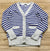 J. Crew Blue White Striped Chunky Knit Snap Front Cardigan Sweater Women Size S