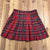 NEW Sim & Sand Red Christmas Plaid Elastic Waist Pleated Skirt Womens Size L