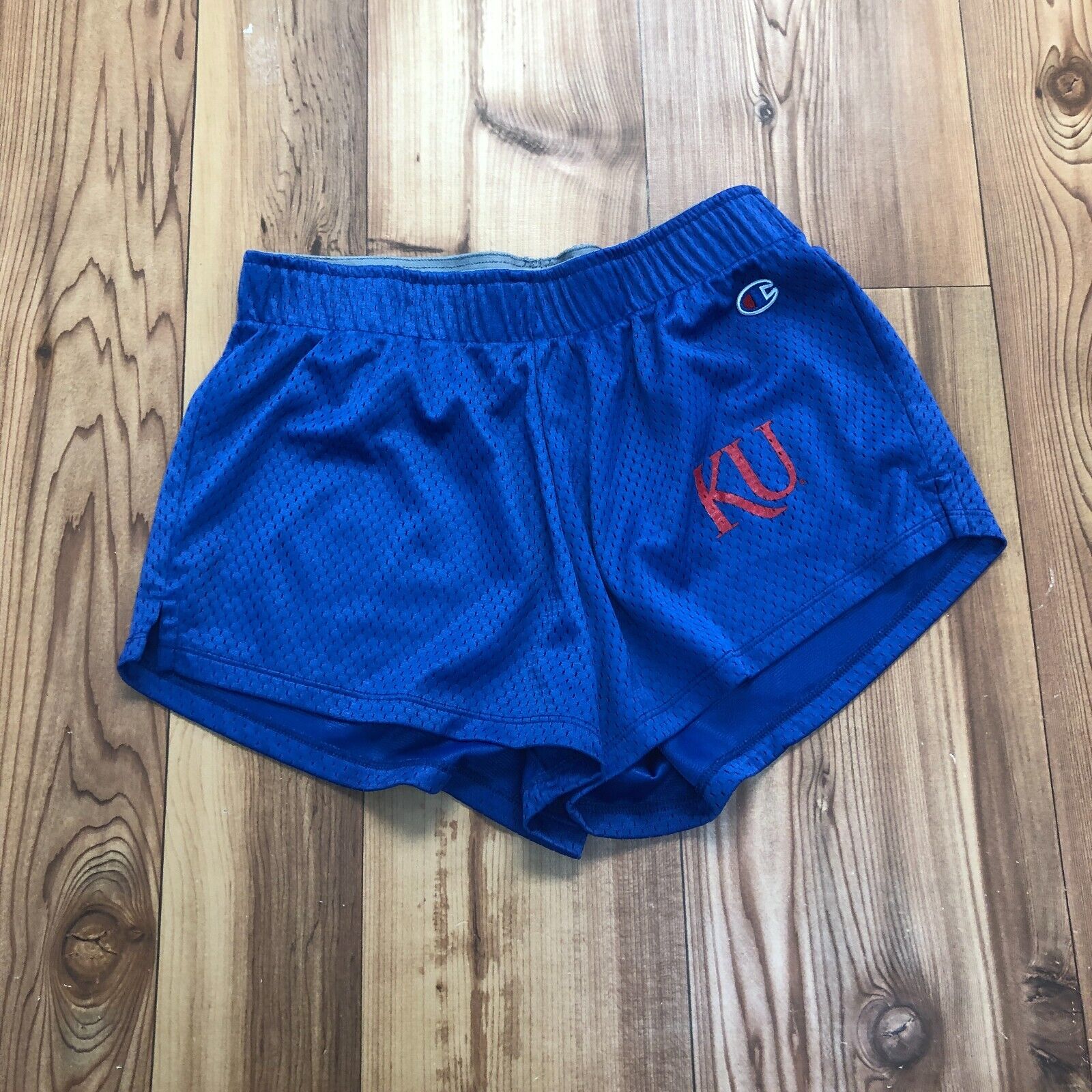 Champion Blue Stretchy KU Jayhawks Athletic Fit Flat Front Shorts Women's Size S