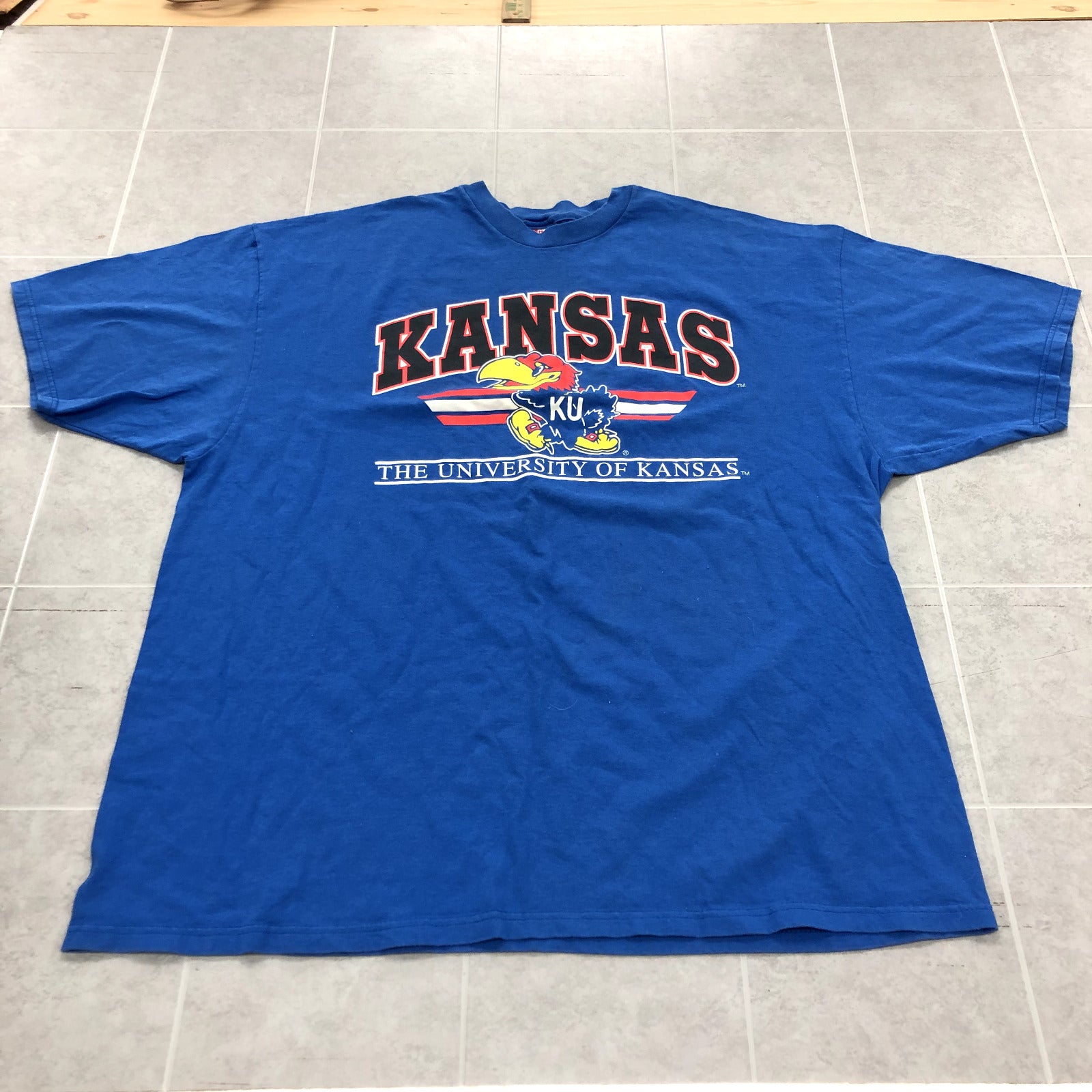 Vintage Hanes Blue Short Sleeve Graphic Kansas Jayhawks T-shirt Adult Size 3XL