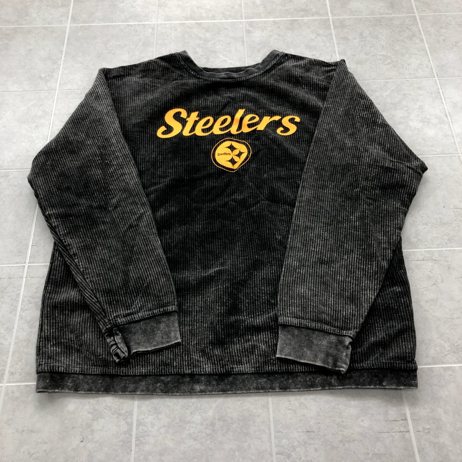 Carl Banks 4her Black Long Sleeve Graphic Steelers Sweatshirt Adult Size XL