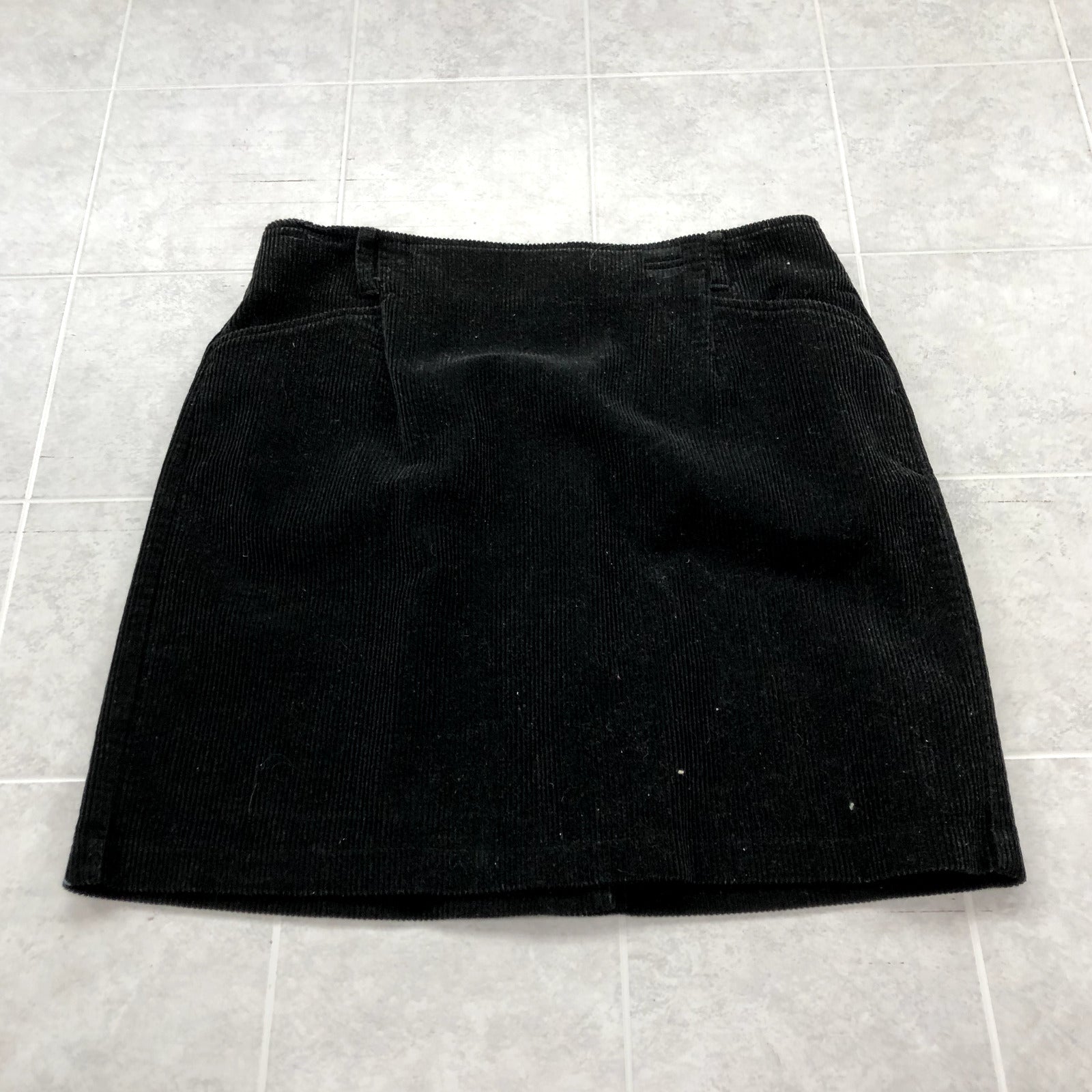 Vintage Eddie Bauer Black 1/2 Zip Straight Corduroy Skirt Womens Size 18P