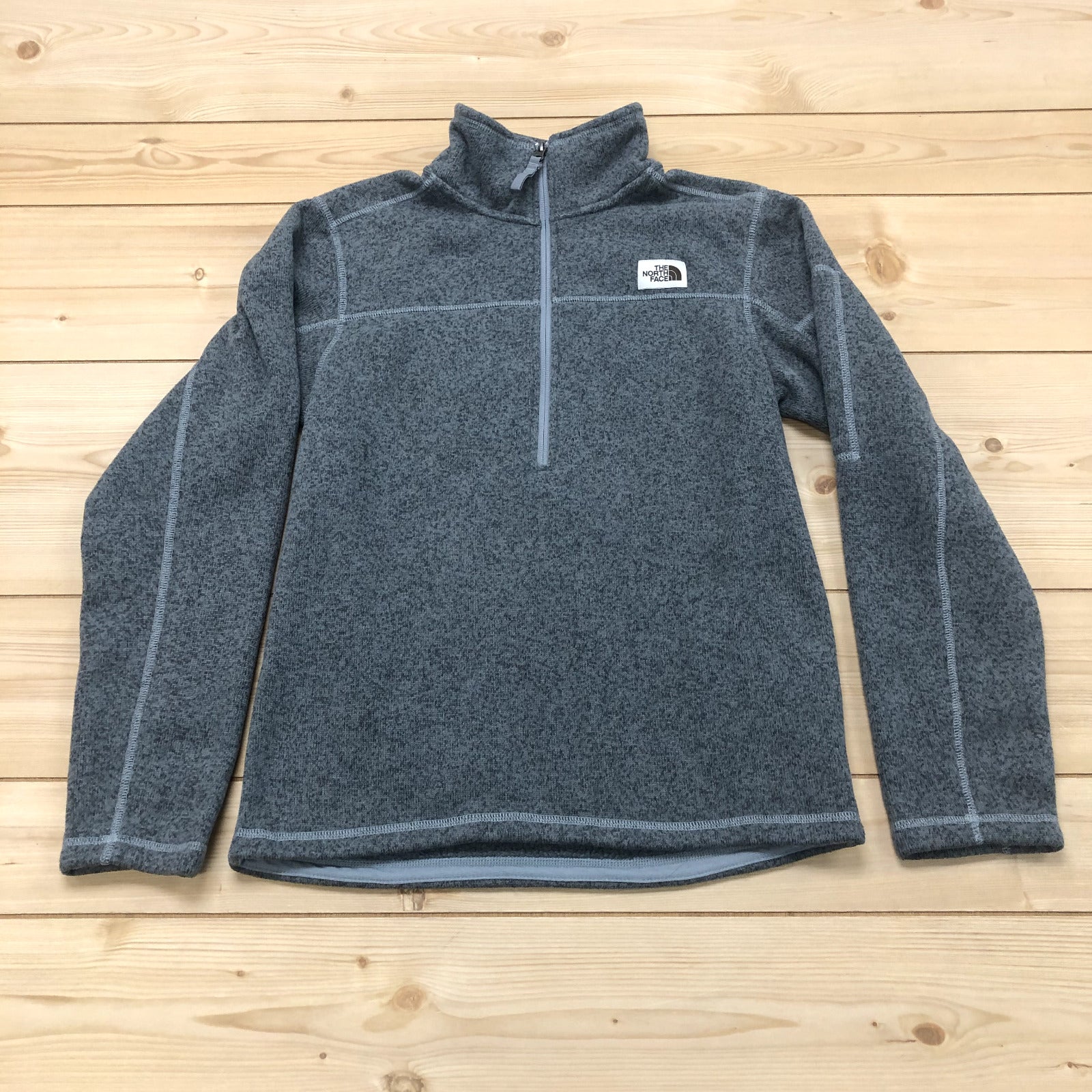 North Face Grey Mock Neck Long Sleeve 1/4 Zip Pullover Jacket Mens Size Small