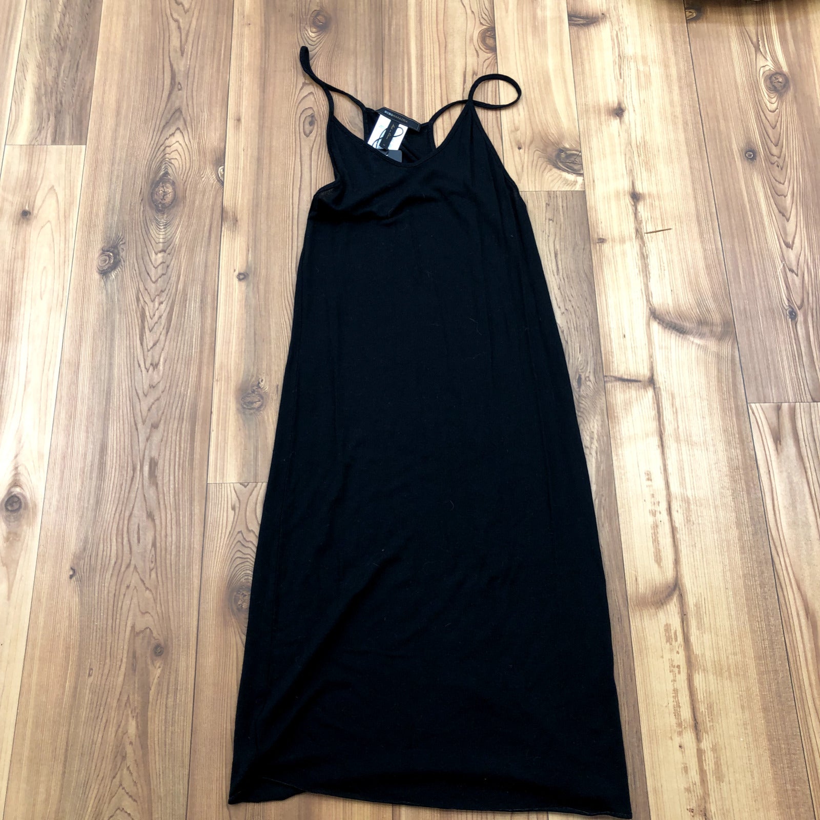 New BCBG Max Azria Black Spaghetti Strap Body Con Dress Women's Size M