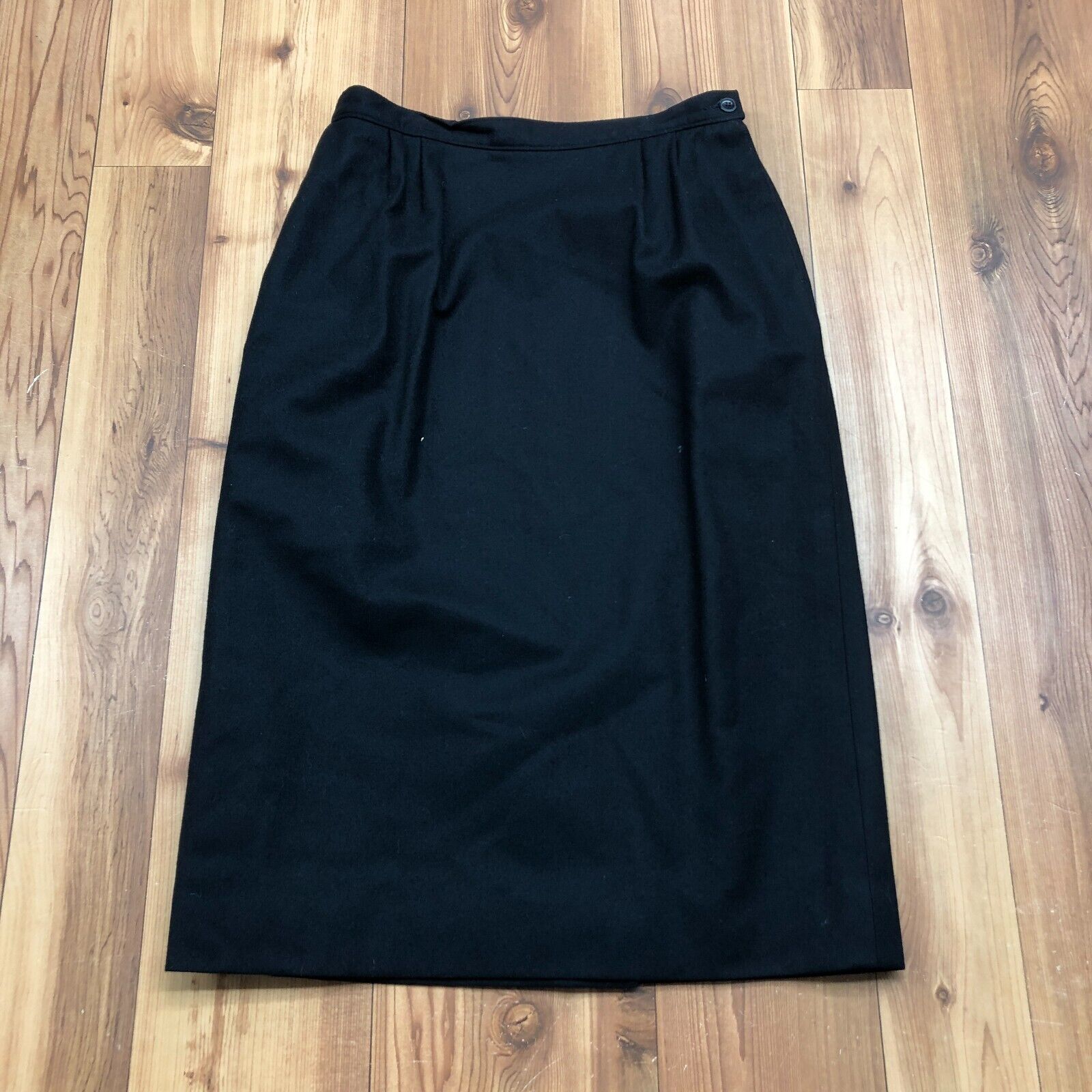 Vintage Pendleton Black Pleated Wool Midi Straight Pencil Skirt Womens Size 10