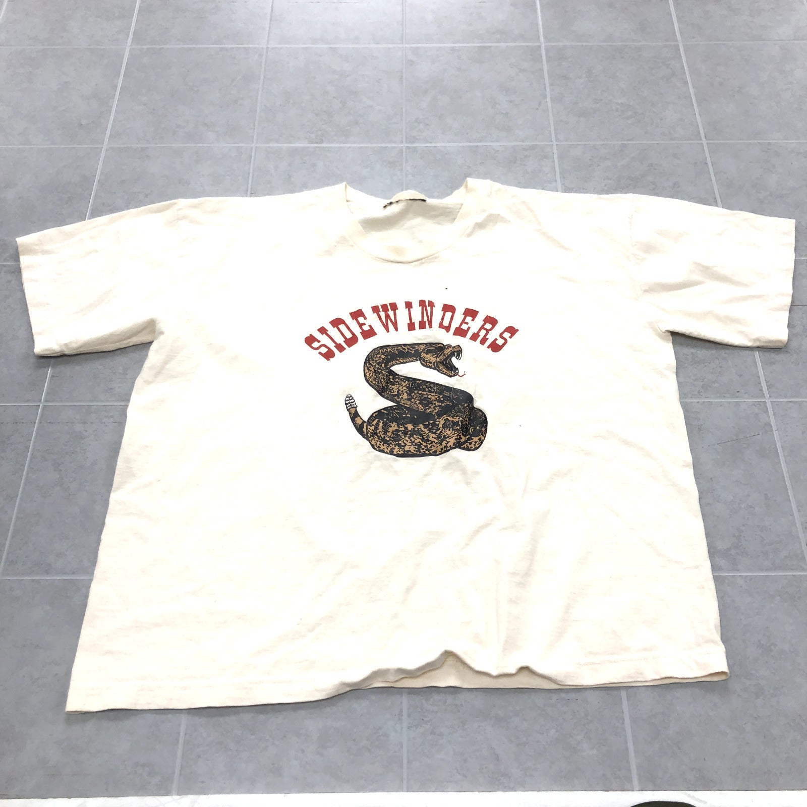Vintage White Short Sleeve Crew Rattlesnake Sidewinders T-shirt Adult Size XL
