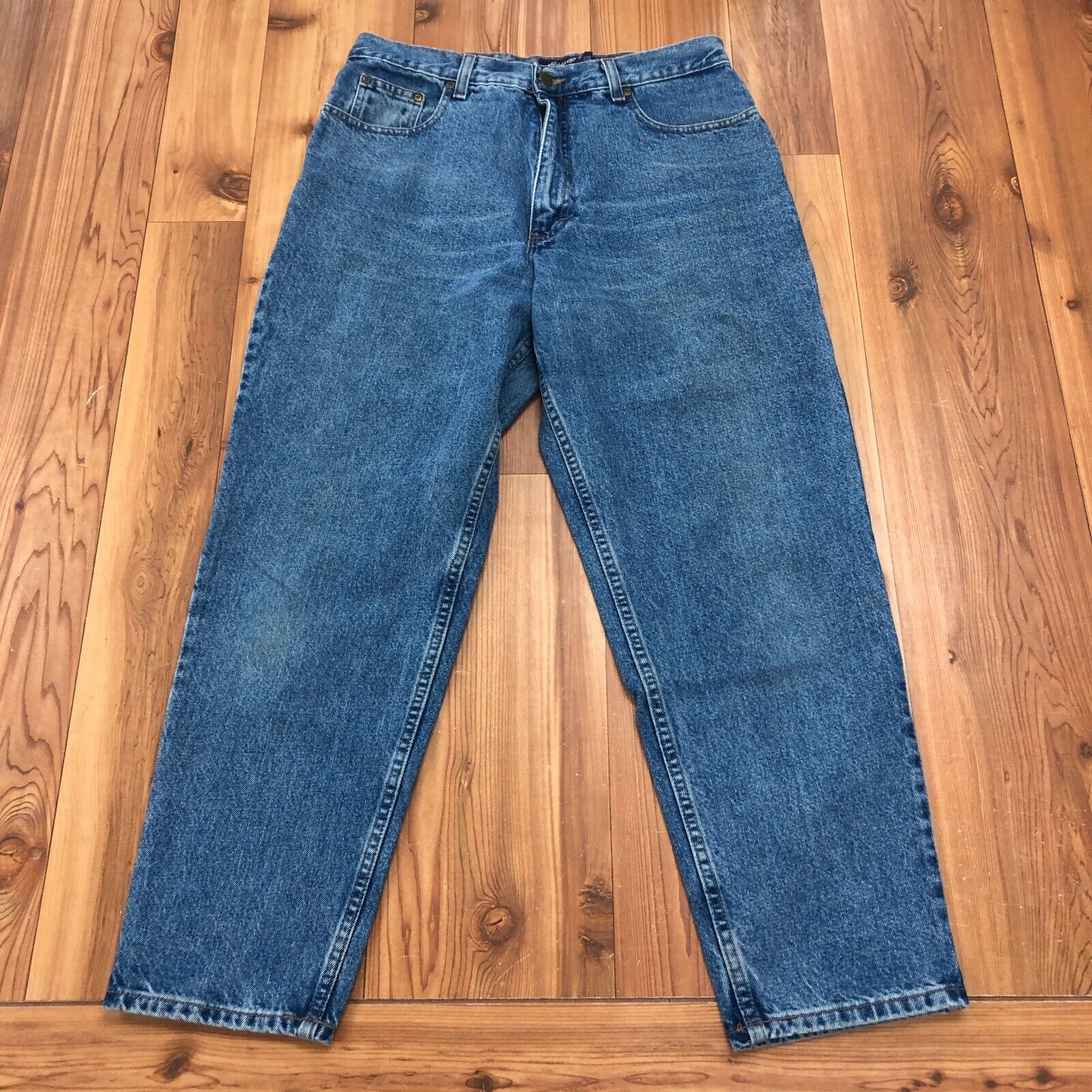 Eddie Bauer Blue Loose Fit Straight Leg Mid Rise Denim Jeans Womens Size 14P
