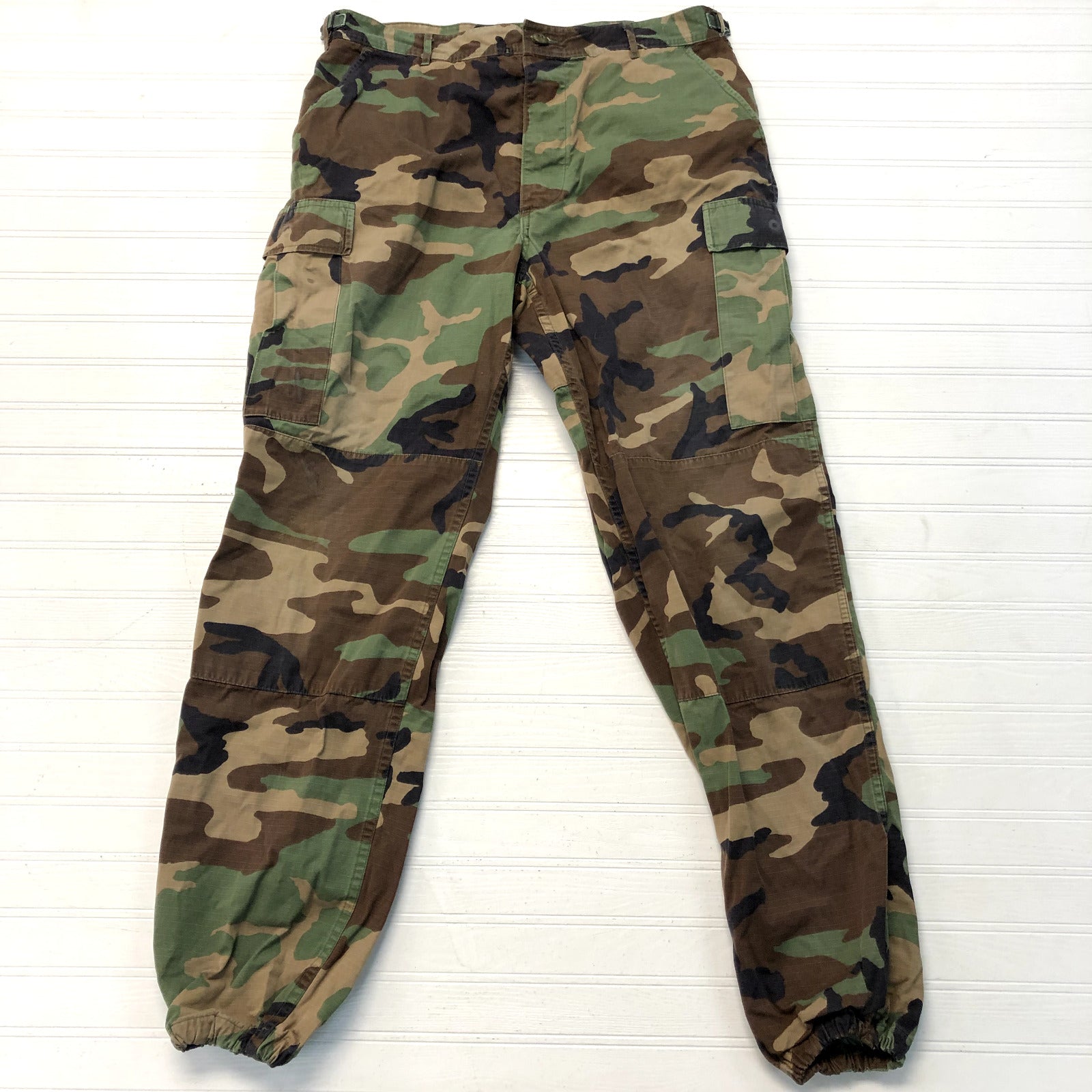 Vintage Military Brown & Green Camouflage Cargo Pocket Zip Pants Adult Size L